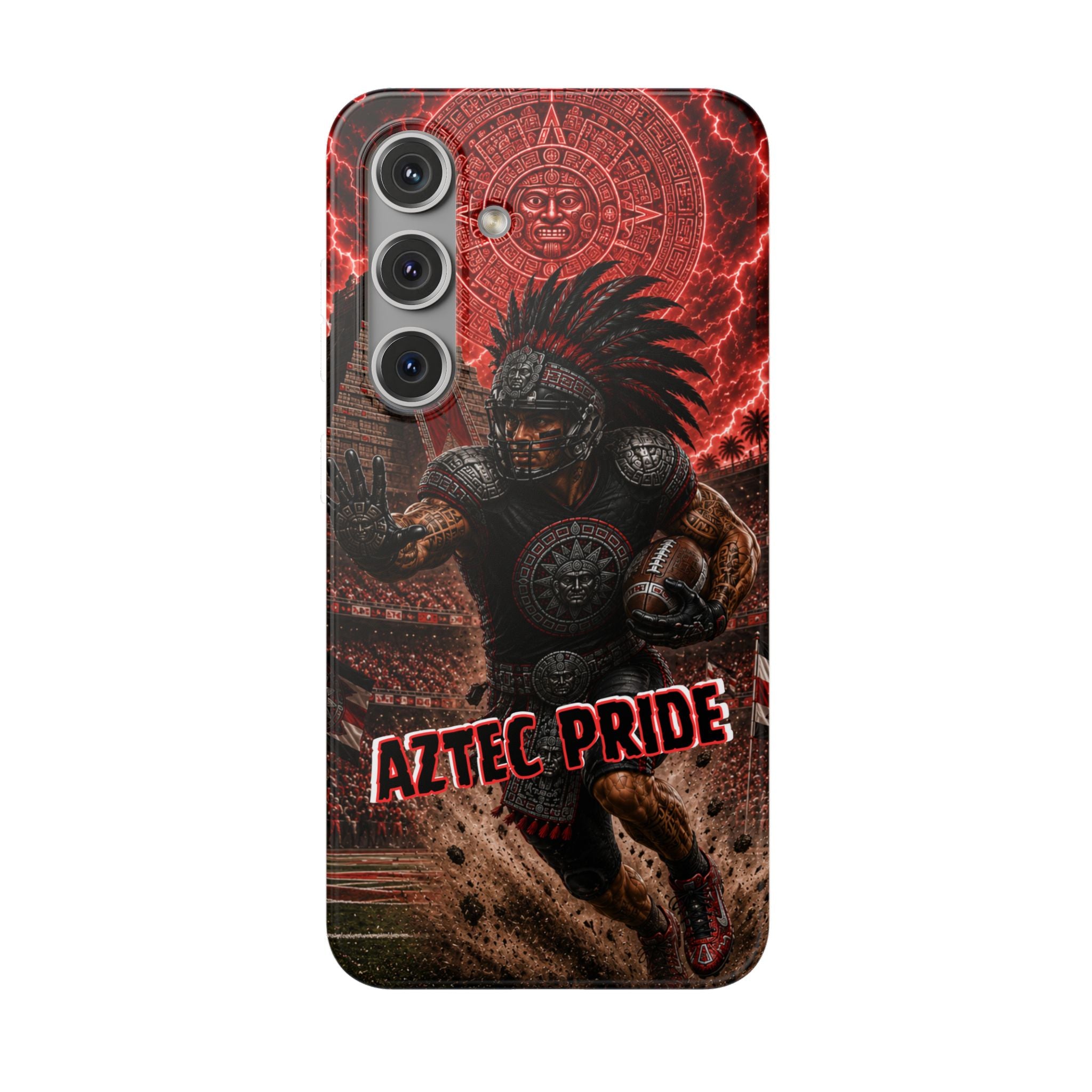 Aztec Football Warrior – Flexi Phone Case (iPhone & Samsung • Clear TPU • Made in USA • Personalized Option)