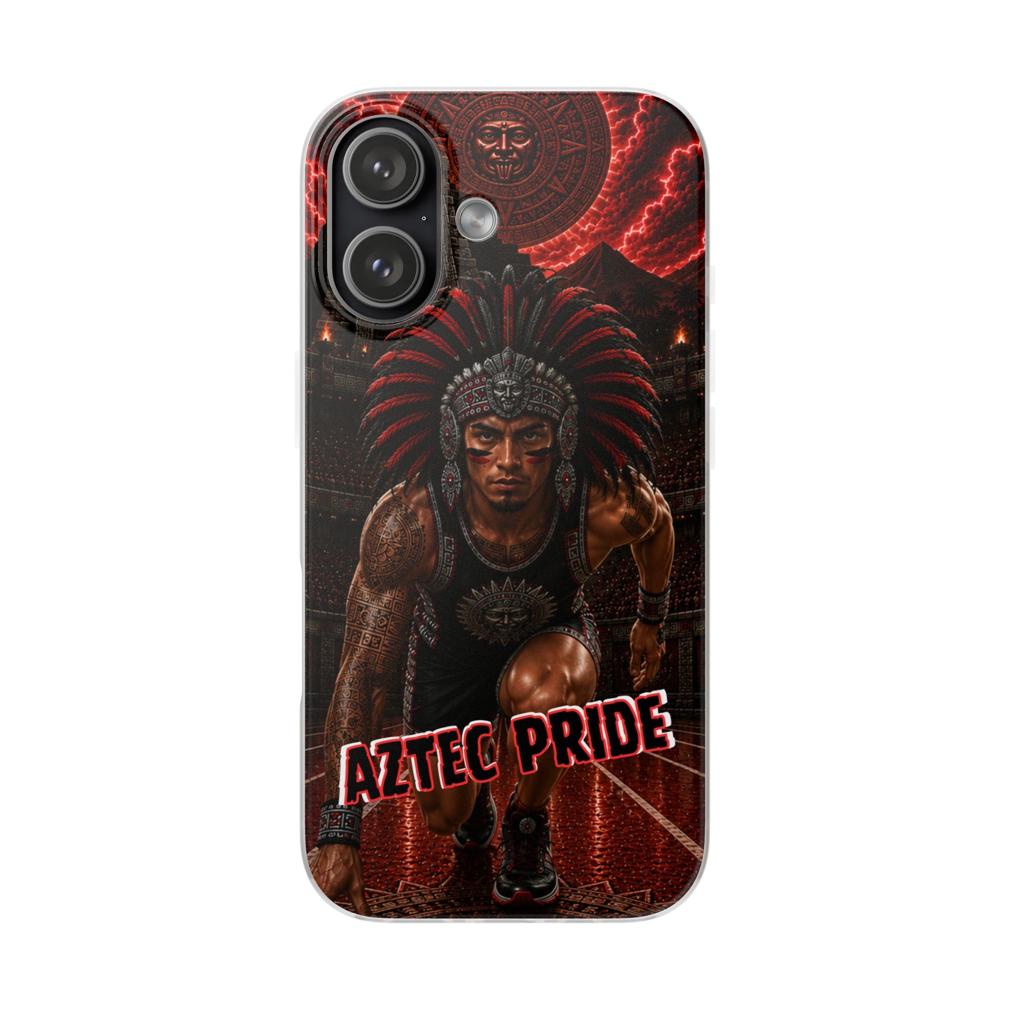 Aztec Track & Field Male Warrior – Flexi Phone Case (iPhone & Samsung • Clear TPU • Made & Shipped in the USA • 🚚 FREE USA Shipping • Personalized Option)