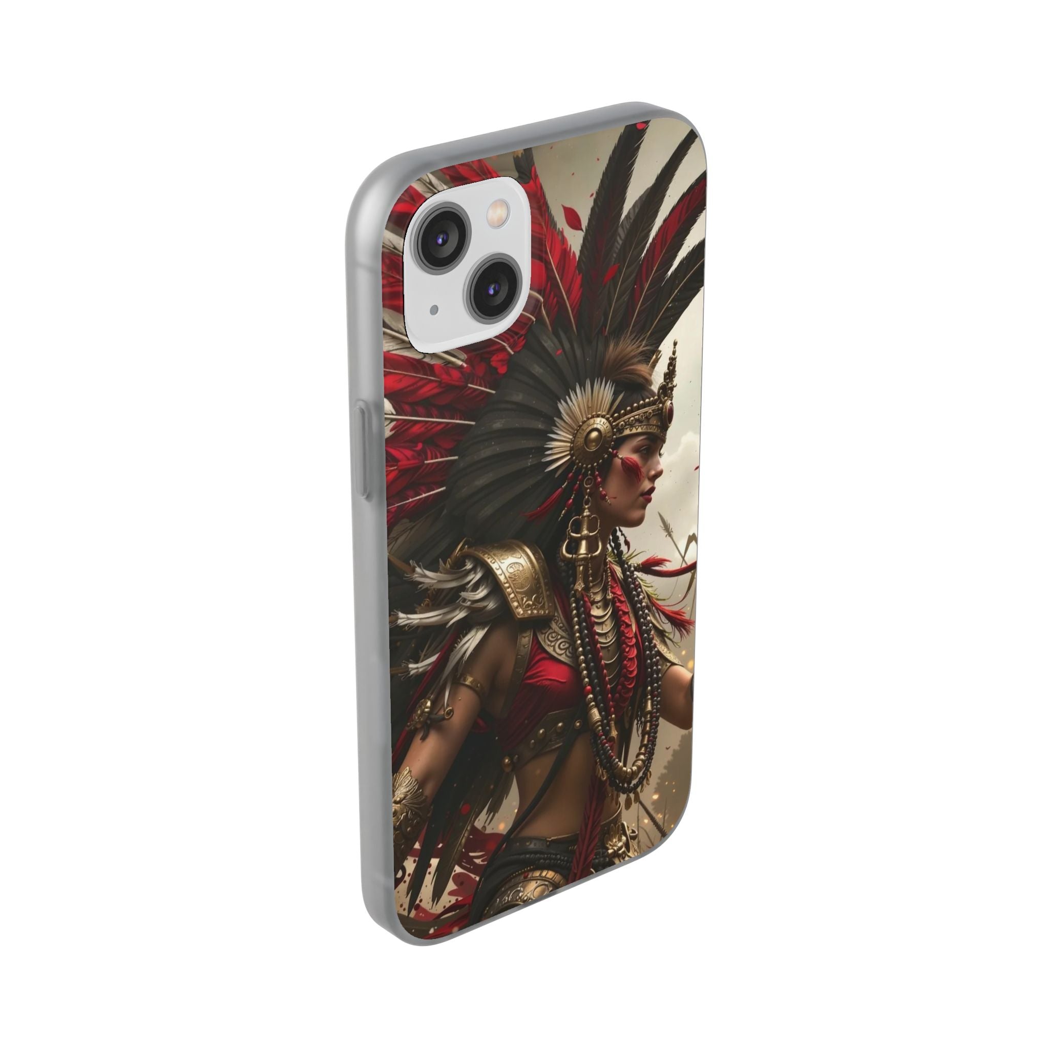 Aztec Warrior Queen – Flexi Phone Case (iPhone & Samsung • Clear TPU • Made in USA • Personalized Option)