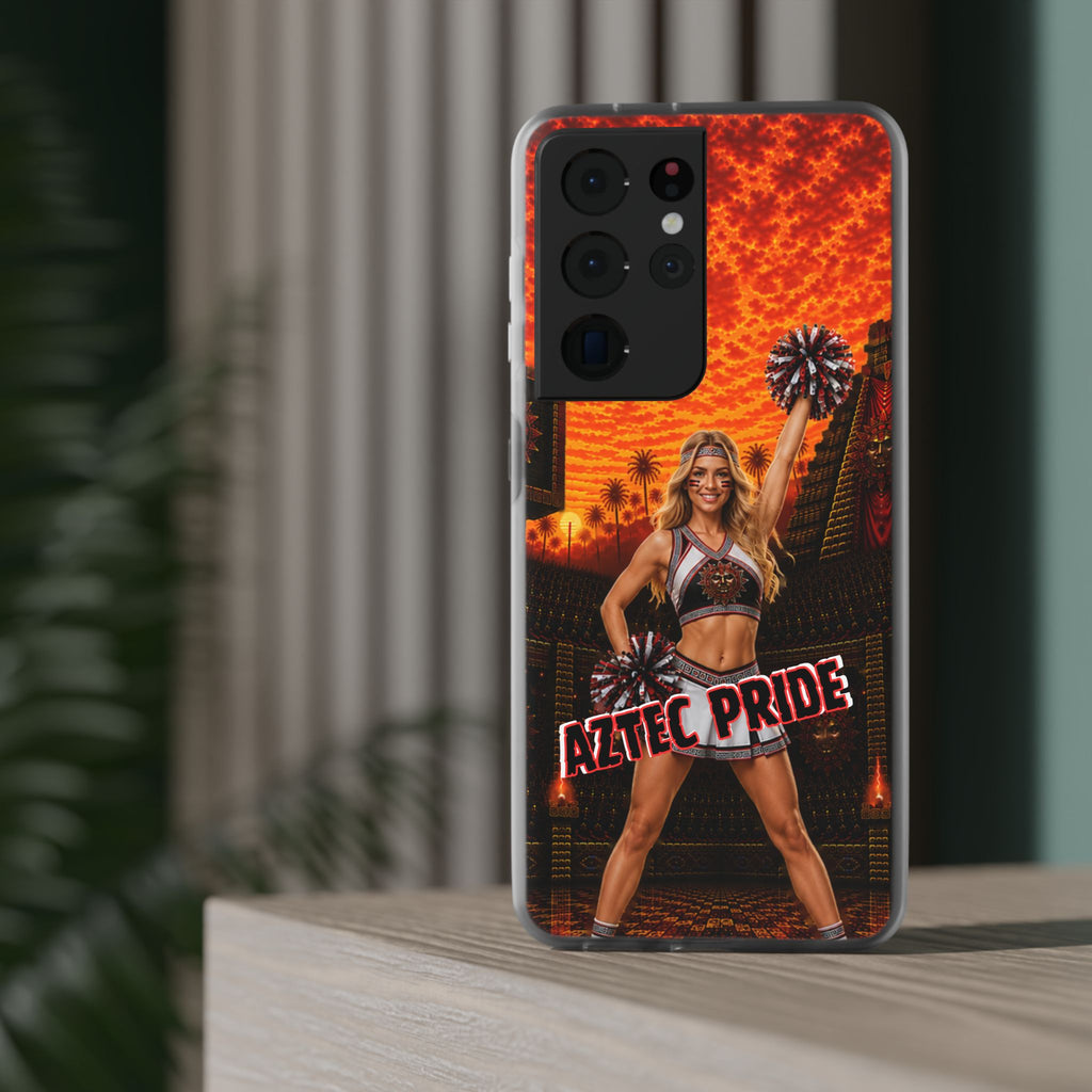 Aztec Cheerleader Warrior – Flexi Phone Case (iPhone & Samsung • Clear TPU • Made & Shipped in the USA • 🚚 FREE USA Shipping • Personalized Option)