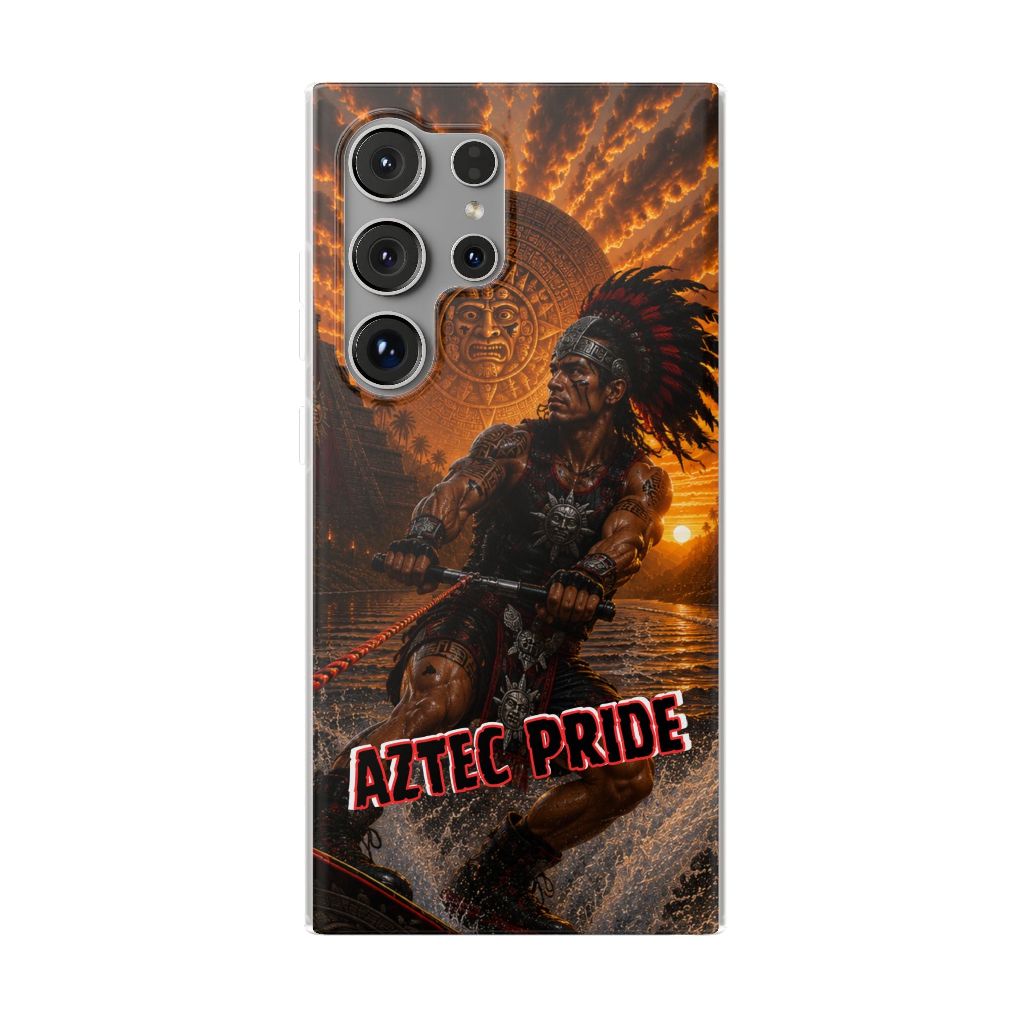 Aztec Wakeboard Male Warrior – Flexi Phone Case (iPhone & Samsung • Clear TPU • Made & Shipped in the USA • 🚚 FREE USA Shipping • Personalized Option)