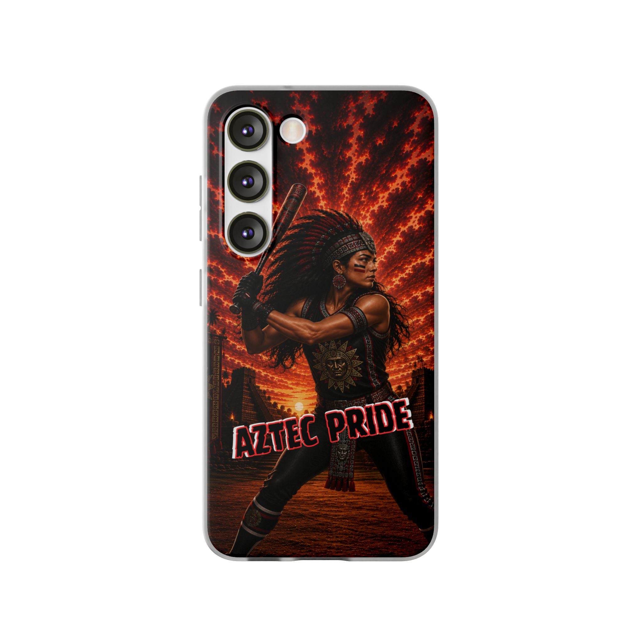 Aztec Softball Warrior – Flexi Phone Case (iPhone & Samsung • Clear TPU • Made & Shipped in the USA • 🚚 FREE USA Shipping • Personalized Option)