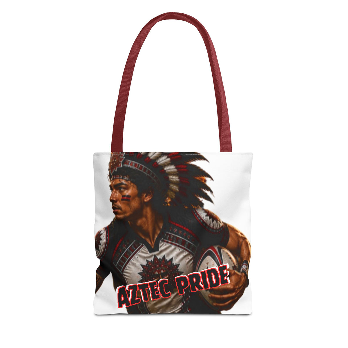 Aztec Rugby Male Warrior Tote Bag | Aztec-Inspired AI Art • Made & Shipped in the USA • 🚚 FREE USA Shipping • FREE Personalization