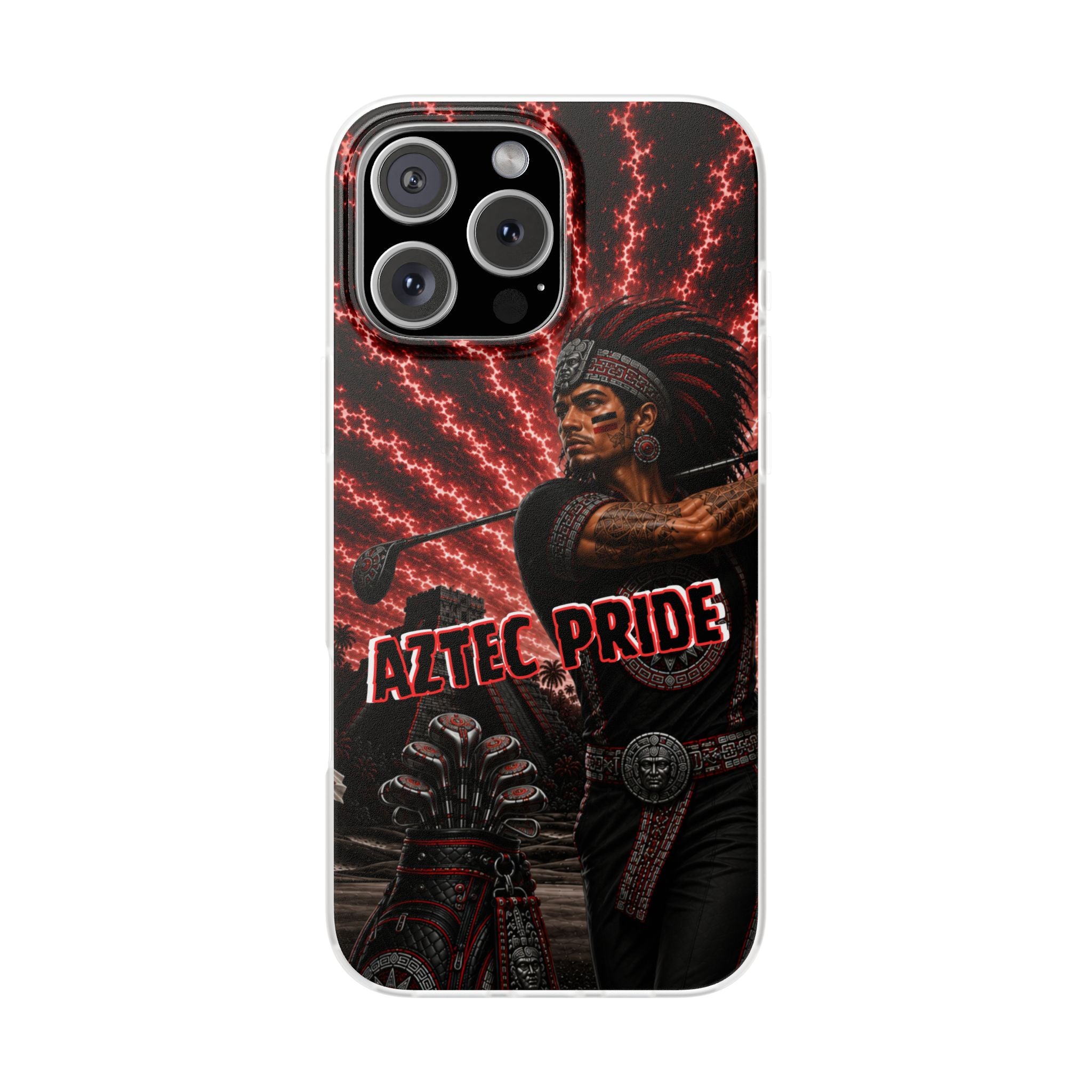 Aztec Golf Male Warrior – Flexi Phone Case (iPhone & Samsung • Clear TPU • Made & Shipped in the USA • 🚚 FREE USA Shipping • Personalized Option)