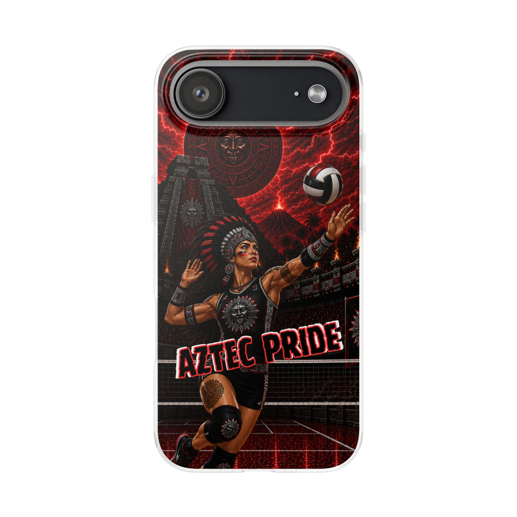 Aztec Volleyball Warrior – Flexi Phone Case (iPhone & Samsung • Clear TPU • Made & Shipped in the USA • 🚚 FREE USA Shipping • Personalized Option)