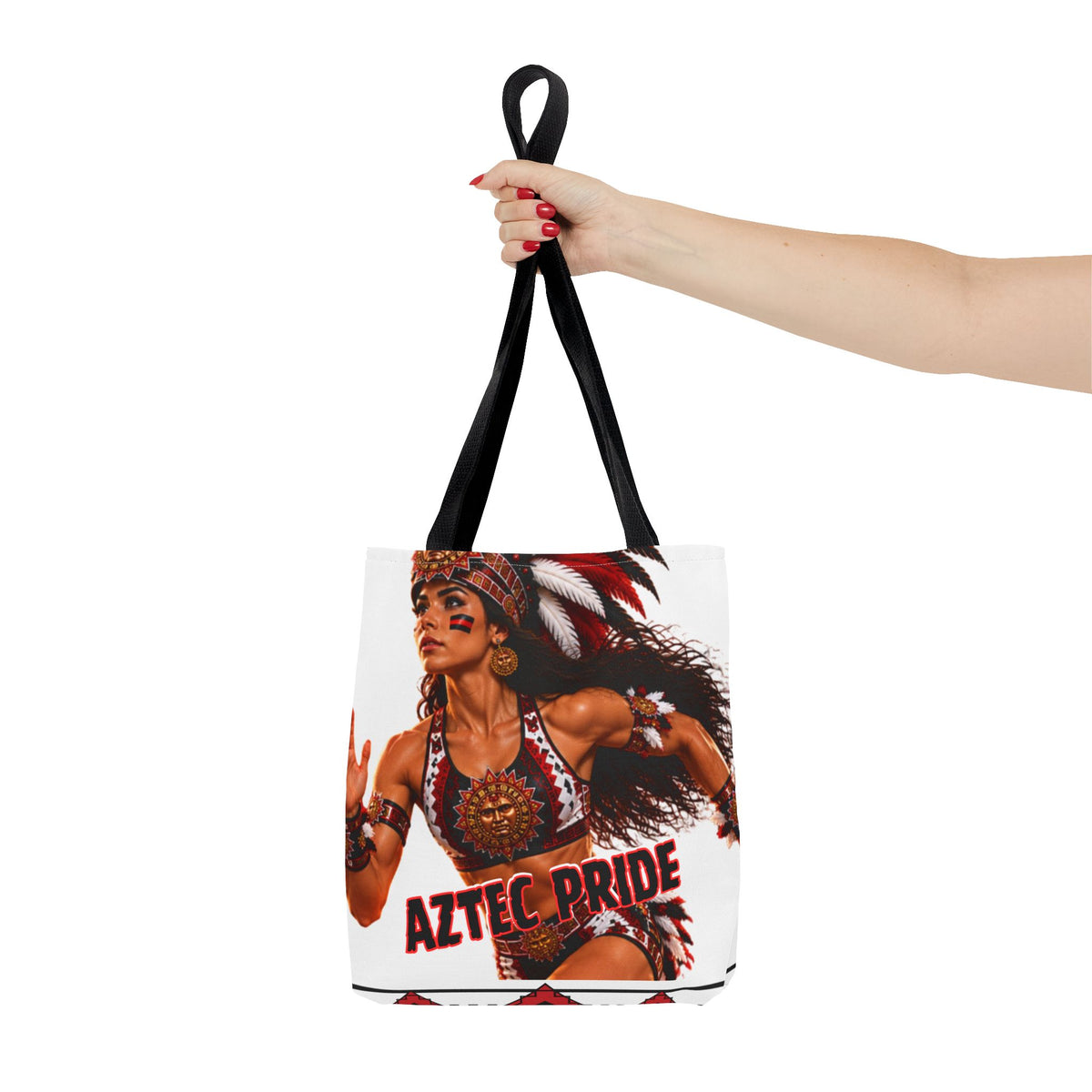 Aztec Track Female Warrior Tote Bag | Aztec-Inspired AI Art • Made & Shipped in the USA • 🚚 FREE USA Shipping • FREE Personalization