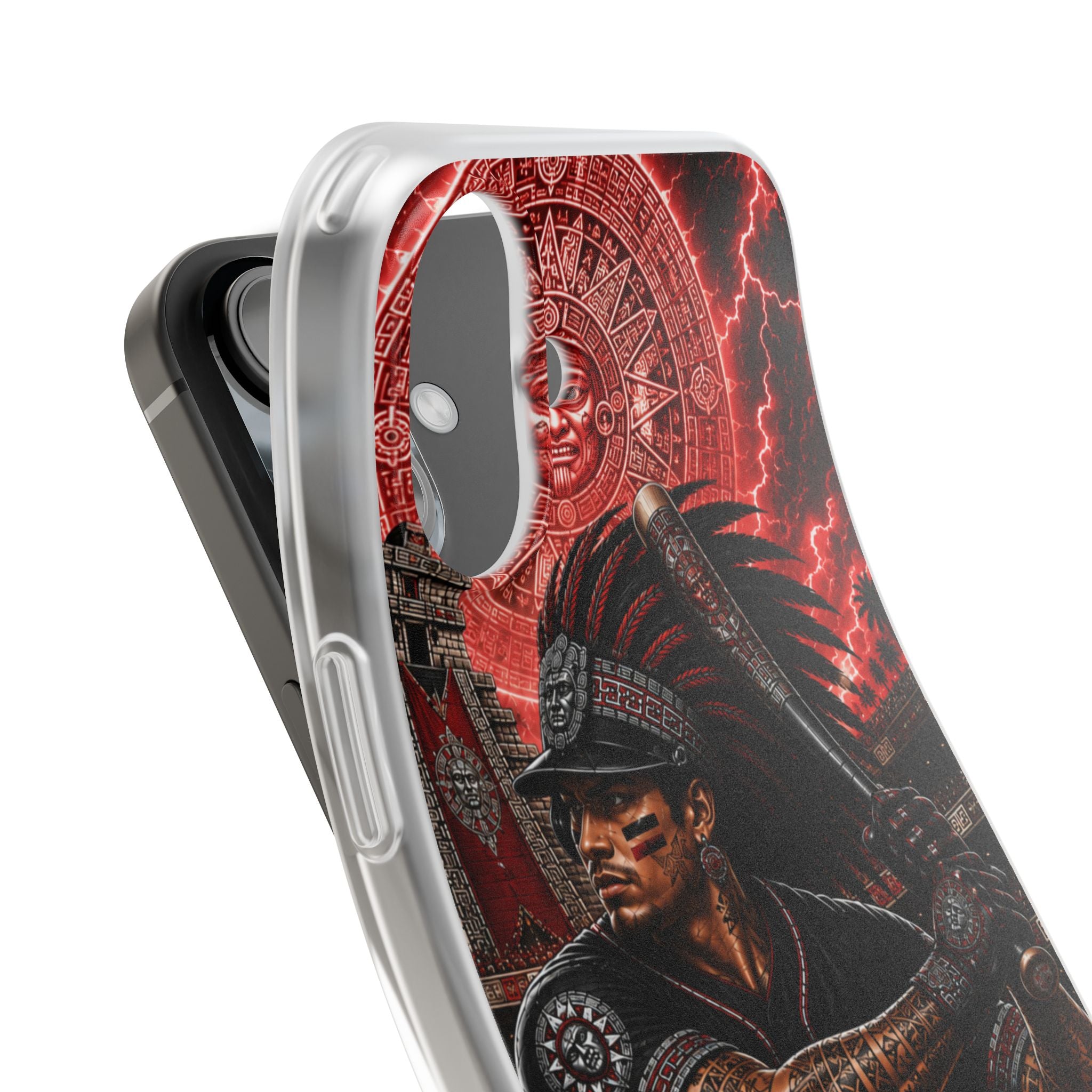 Aztec Baseball Warrior – Flexi Phone Case (iPhone & Samsung • Clear TPU • Made & Shipped in the USA • 🚚 FREE USA Shipping • Personalized Option)