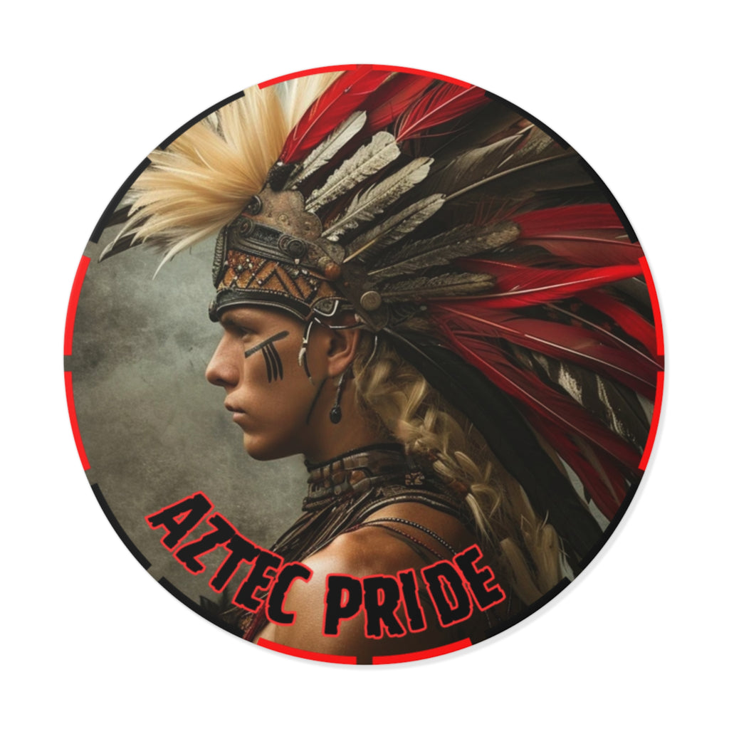 Aztec Storm Warrior Round Vinyl Sticker – Waterproof Matte Decal (2”–6”)