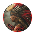 Aztec Storm Warrior Round Vinyl Sticker – Waterproof Matte Decal (2”–6”)