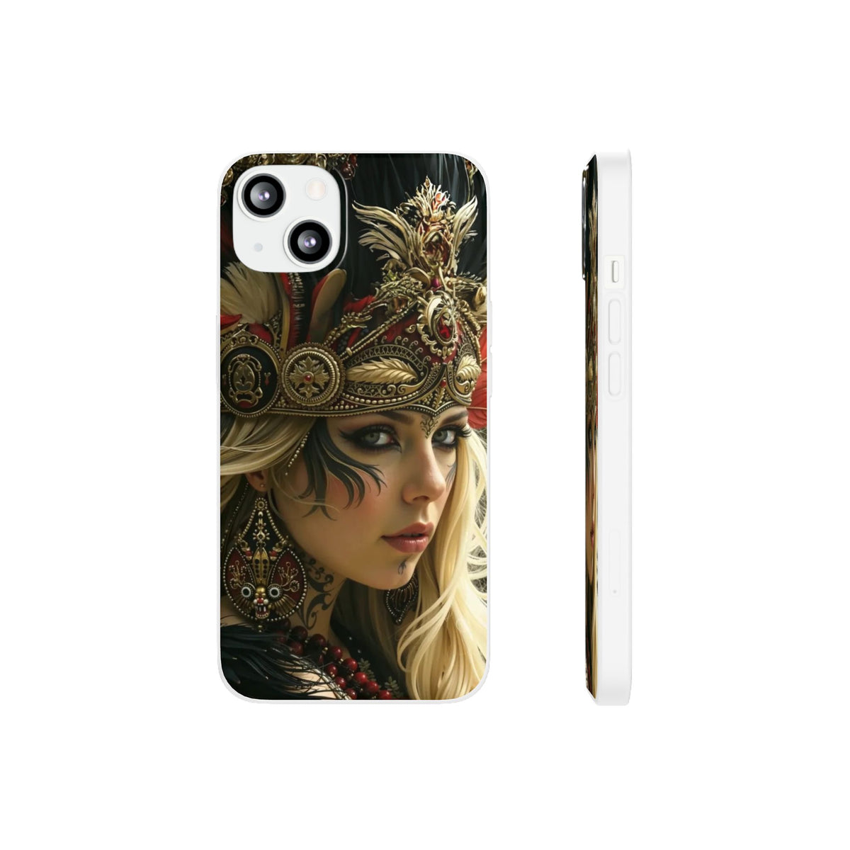 Aztec Fireheart Queen – Flexi Phone Case (iPhone & Samsung • Clear TPU • Made in USA • Personalized Option)