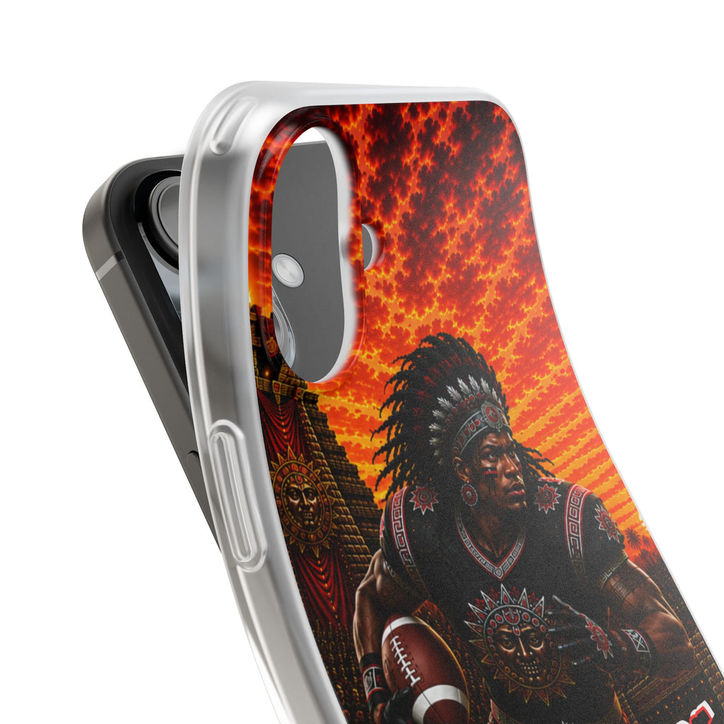 Aztec Football Warrior – Flexi Phone Case (iPhone & Samsung • Clear TPU • Made & Shipped in the USA • 🚚 FREE USA Shipping • Personalized Option)