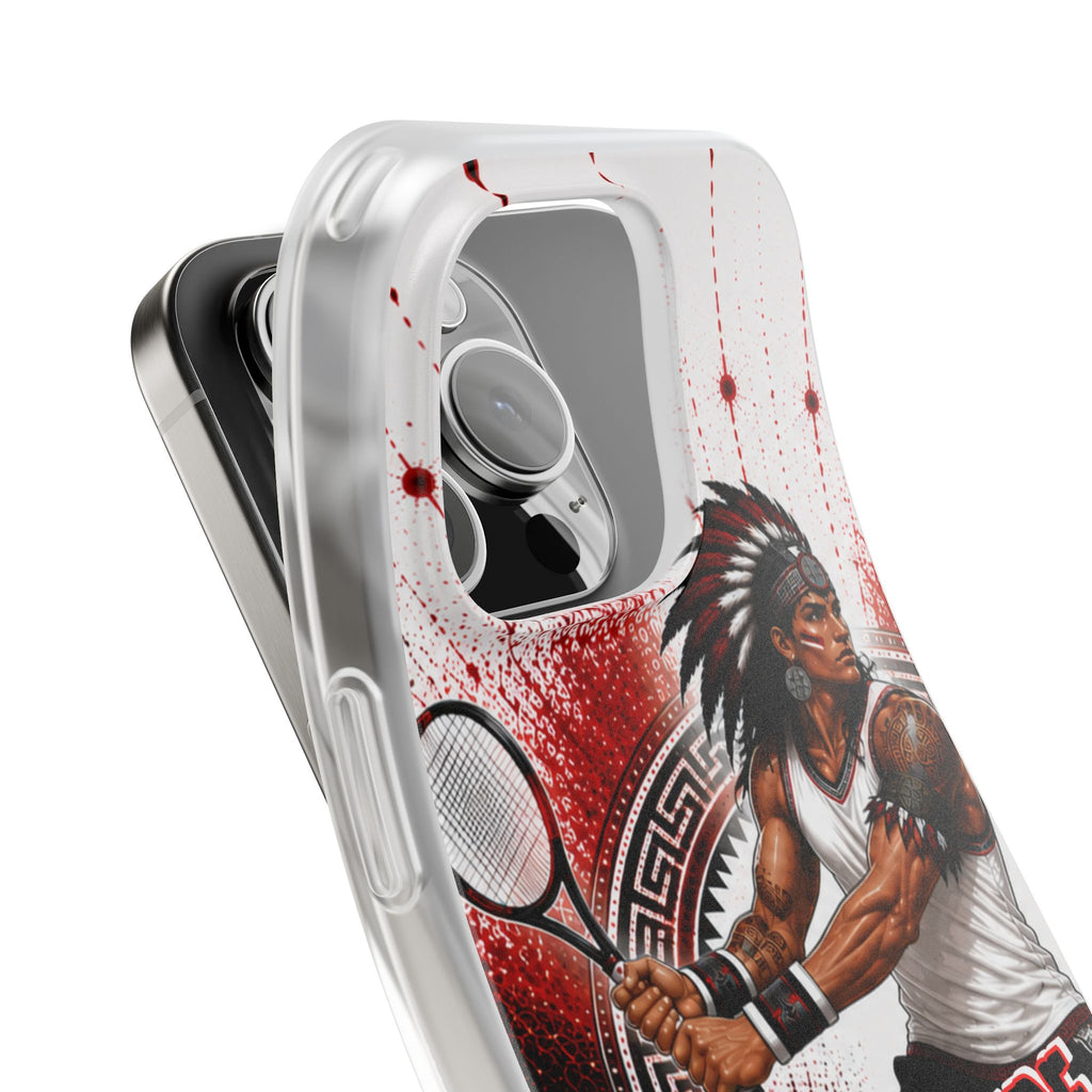 Aztec Tennis Male Warrior – Flexi Phone Case (iPhone & Samsung • Clear TPU • Made & Shipped in the USA • 🚚 FREE USA Shipping • Personalized Option)