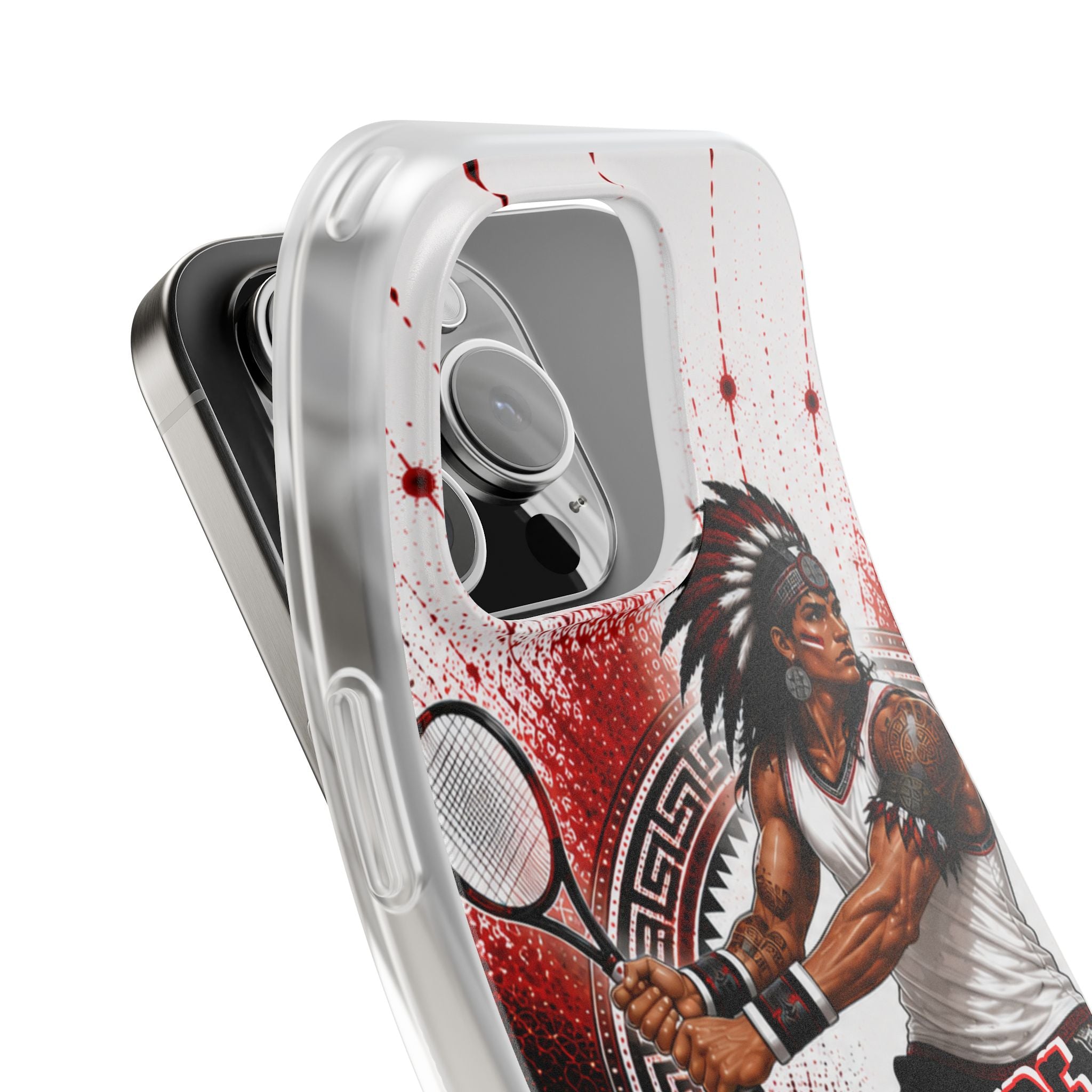 Aztec Tennis Male Warrior – Flexi Phone Case (iPhone & Samsung • Clear TPU • Made & Shipped in the USA • 🚚 FREE USA Shipping • Personalized Option)