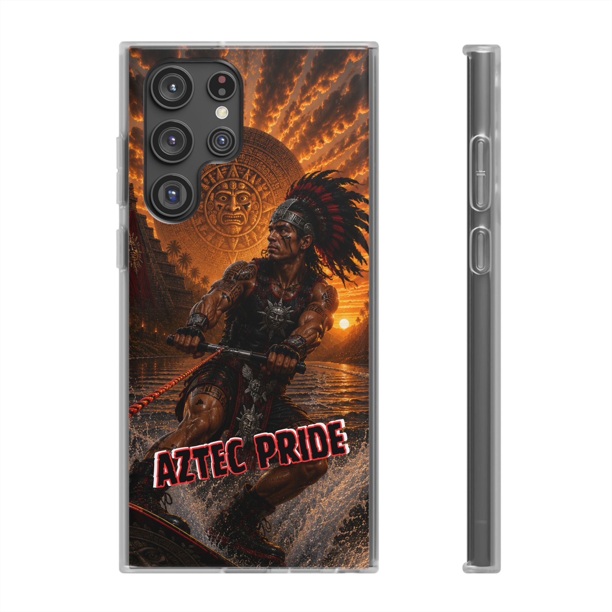 Aztec Wakeboard Male Warrior – Flexi Phone Case (iPhone & Samsung • Clear TPU • Made & Shipped in the USA • 🚚 FREE USA Shipping • Personalized Option)