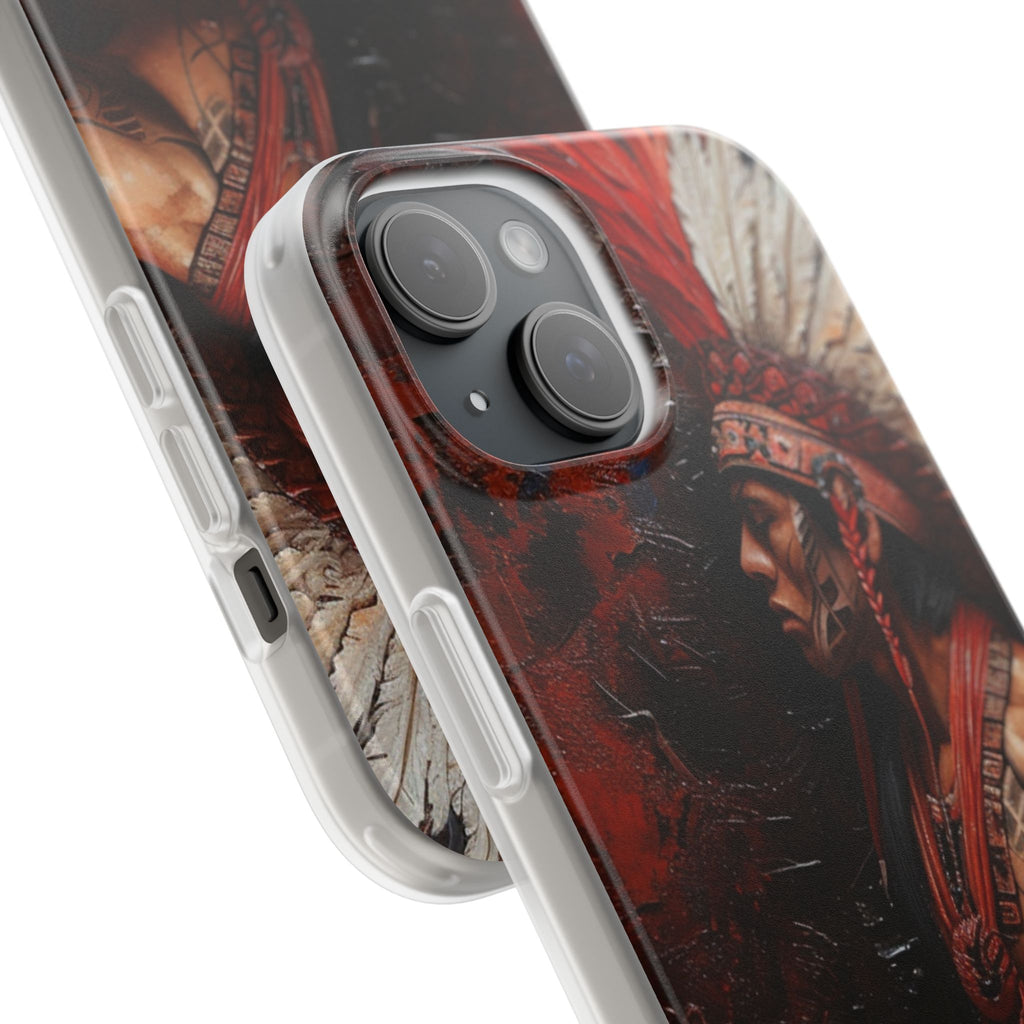 Aztec Noble Warrior – Flexi Phone Case (iPhone & Samsung • Clear TPU • Made in USA • Personalized Option)