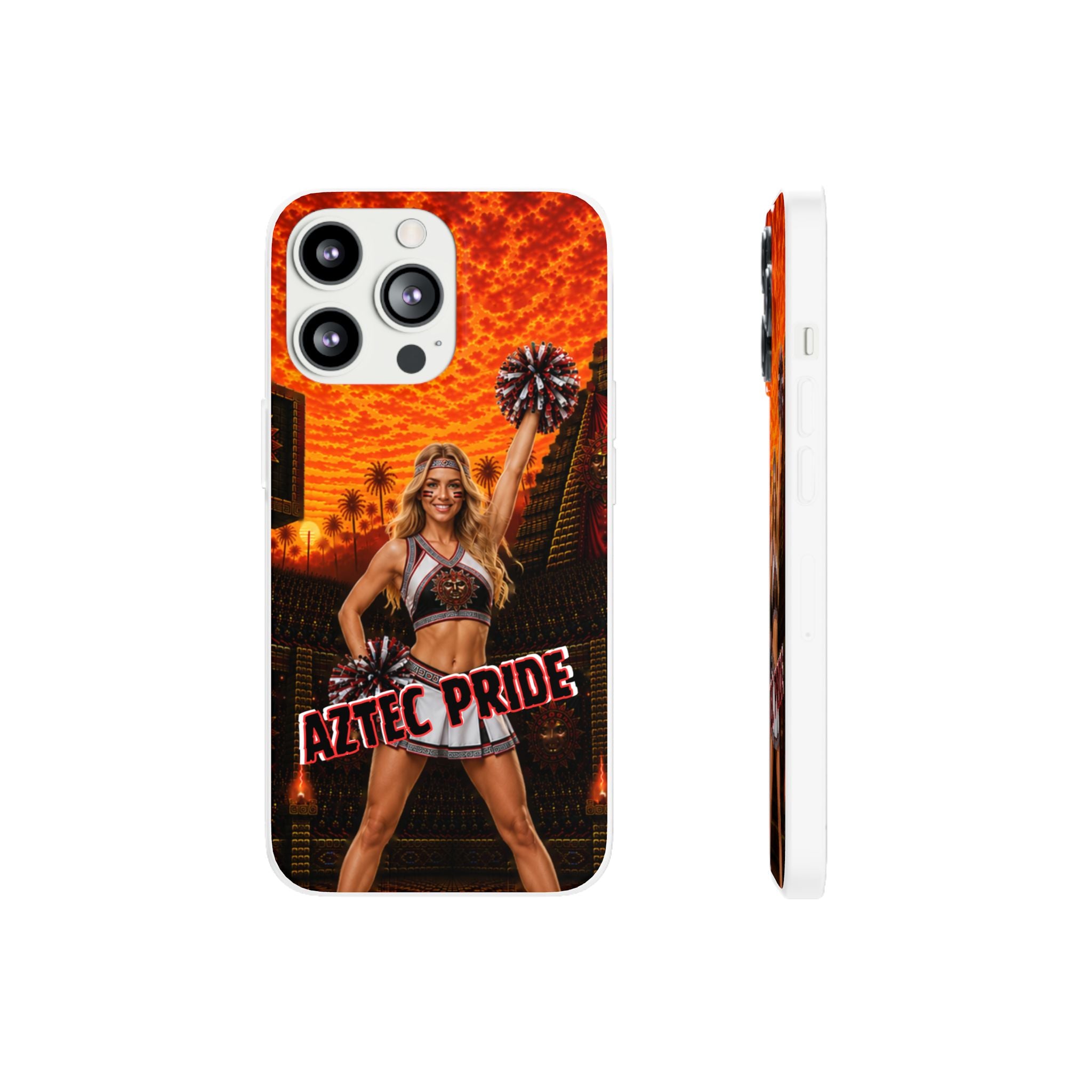 Aztec Cheerleader Warrior – Flexi Phone Case (iPhone & Samsung • Clear TPU • Made & Shipped in the USA • 🚚 FREE USA Shipping • Personalized Option)