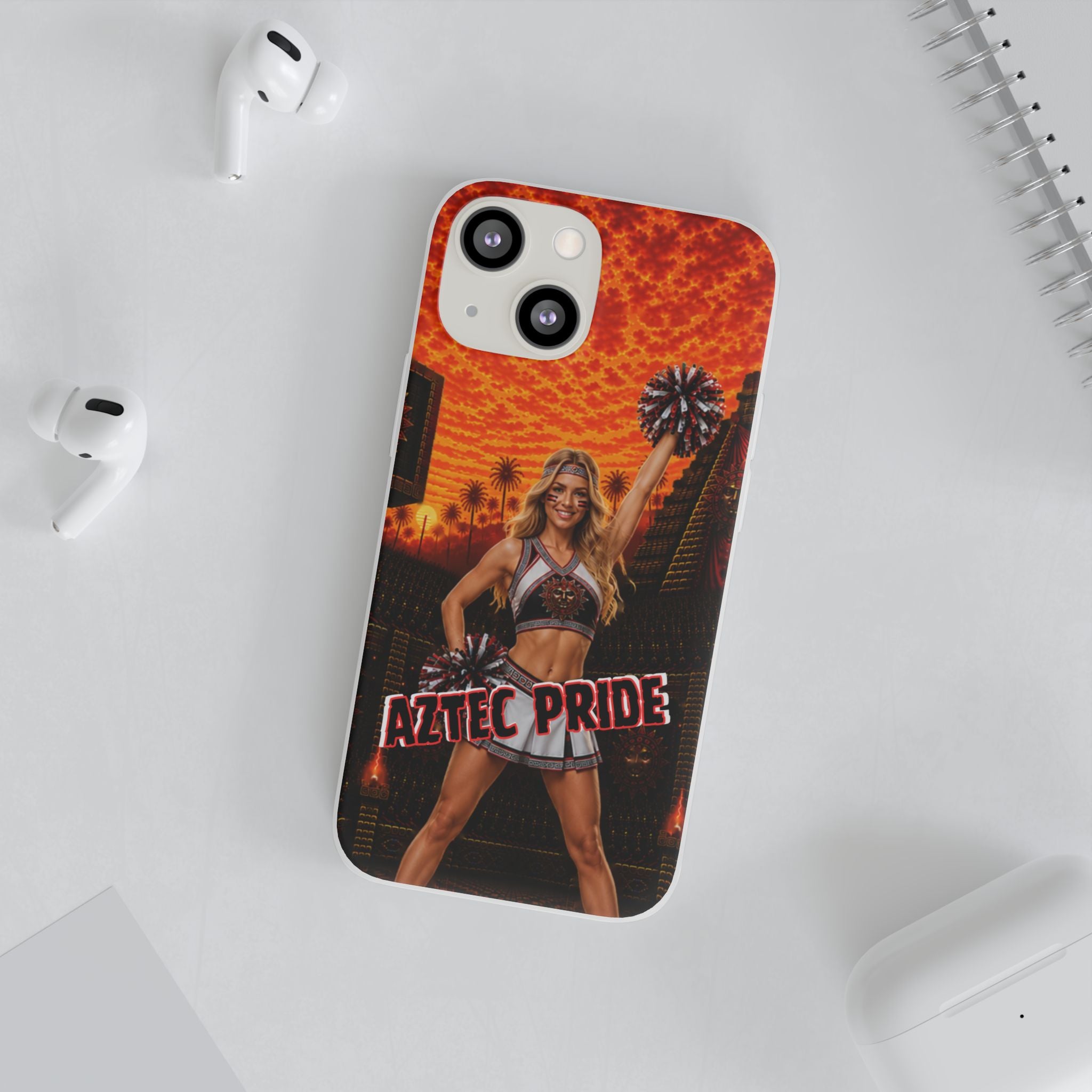 Aztec Cheerleader Warrior – Flexi Phone Case (iPhone & Samsung • Clear TPU • Made & Shipped in the USA • 🚚 FREE USA Shipping • Personalized Option)
