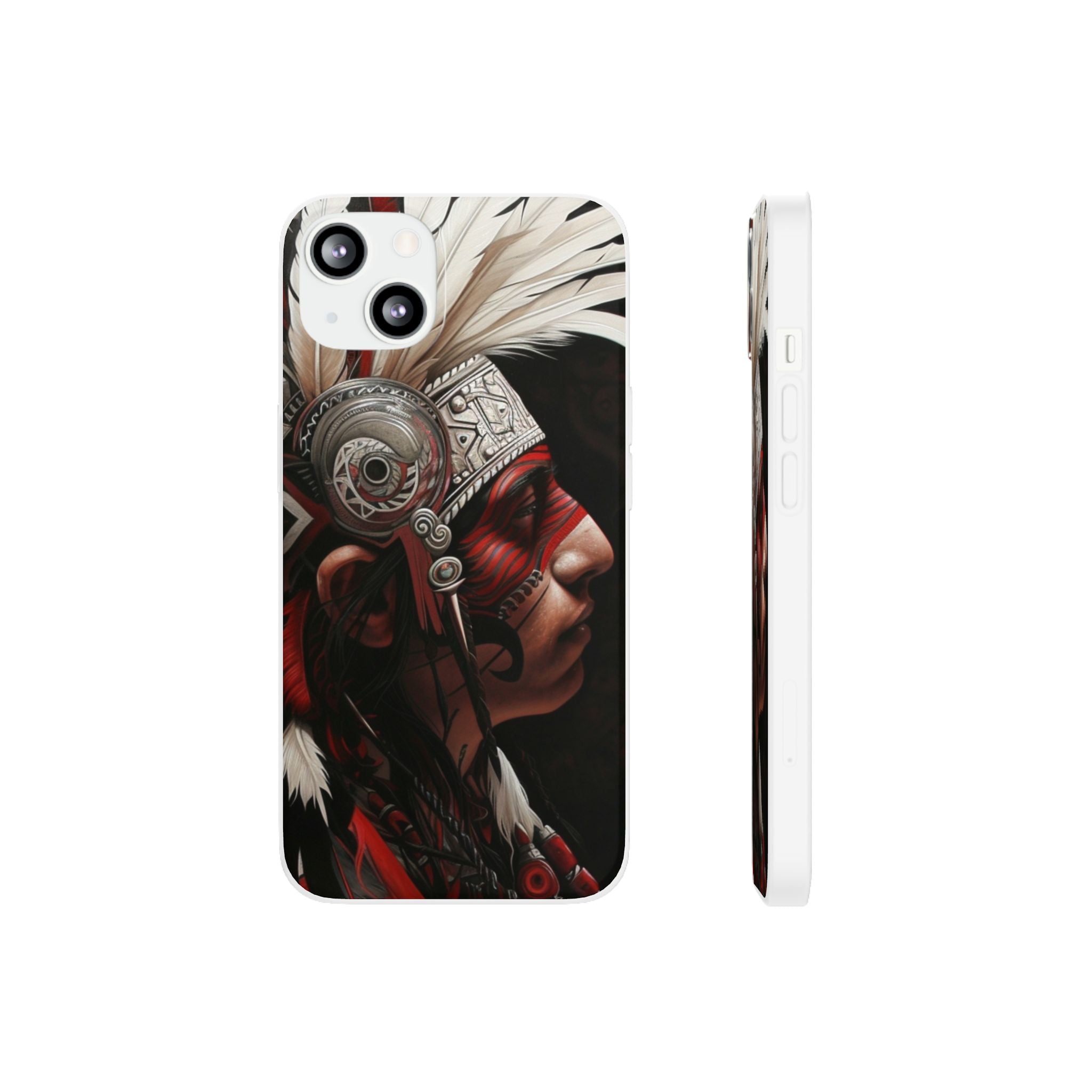 Aztec Warrior King – Flexi Phone Case (iPhone & Samsung • Clear TPU • Made in USA • Personalized Option)
