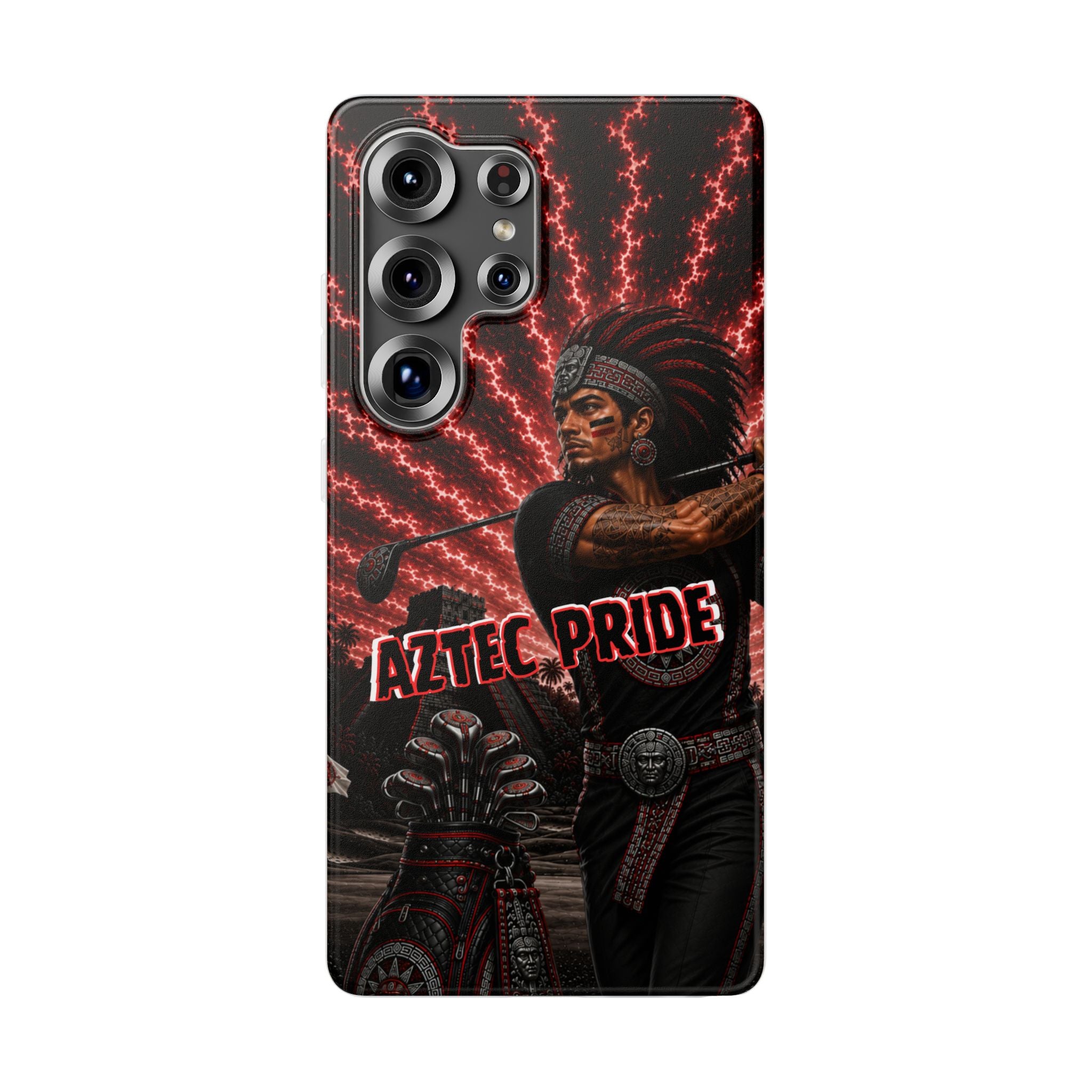 Aztec Golf Male Warrior – Flexi Phone Case (iPhone & Samsung • Clear TPU • Made & Shipped in the USA • 🚚 FREE USA Shipping • Personalized Option)