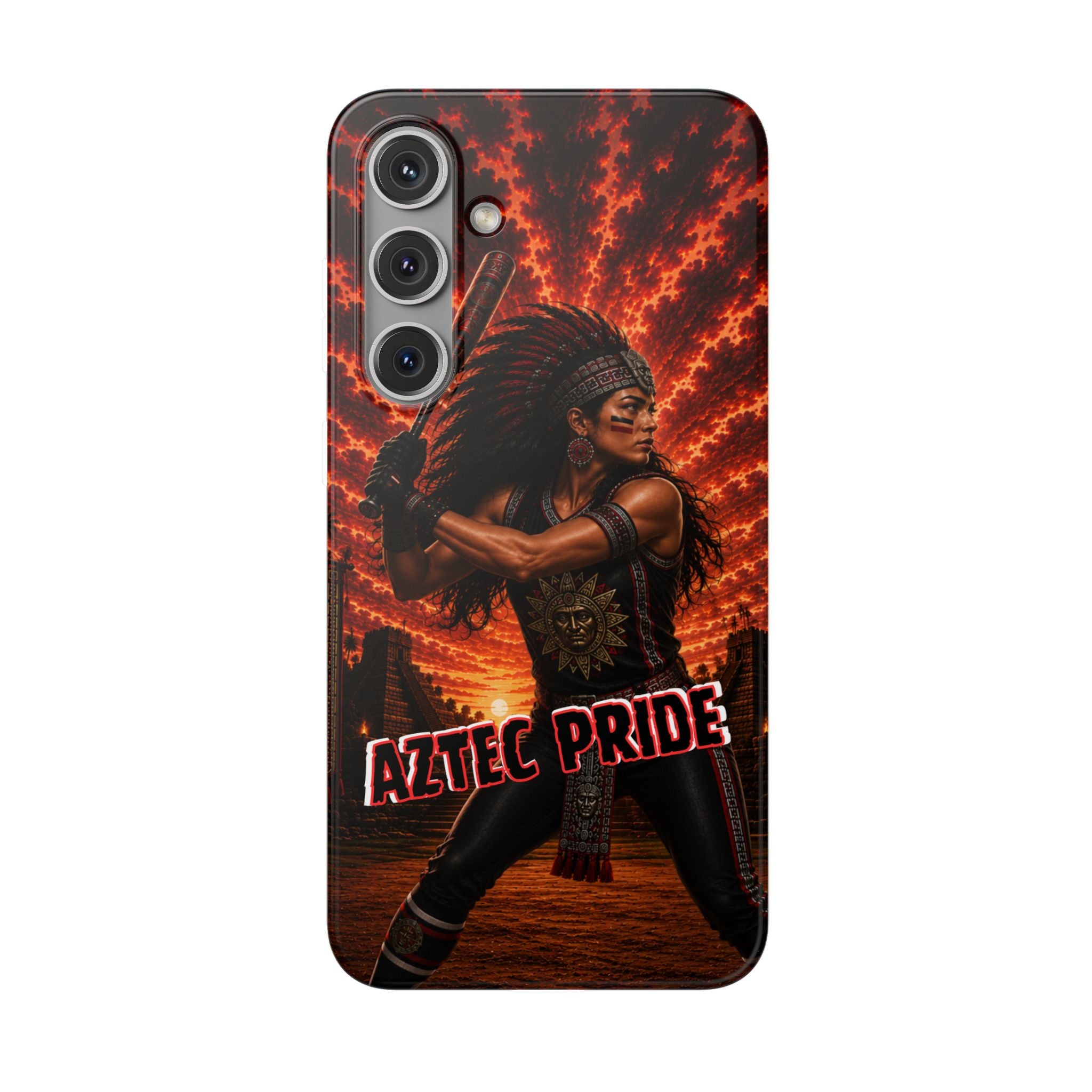 Aztec Softball Warrior – Flexi Phone Case (iPhone & Samsung • Clear TPU • Made & Shipped in the USA • 🚚 FREE USA Shipping • Personalized Option)