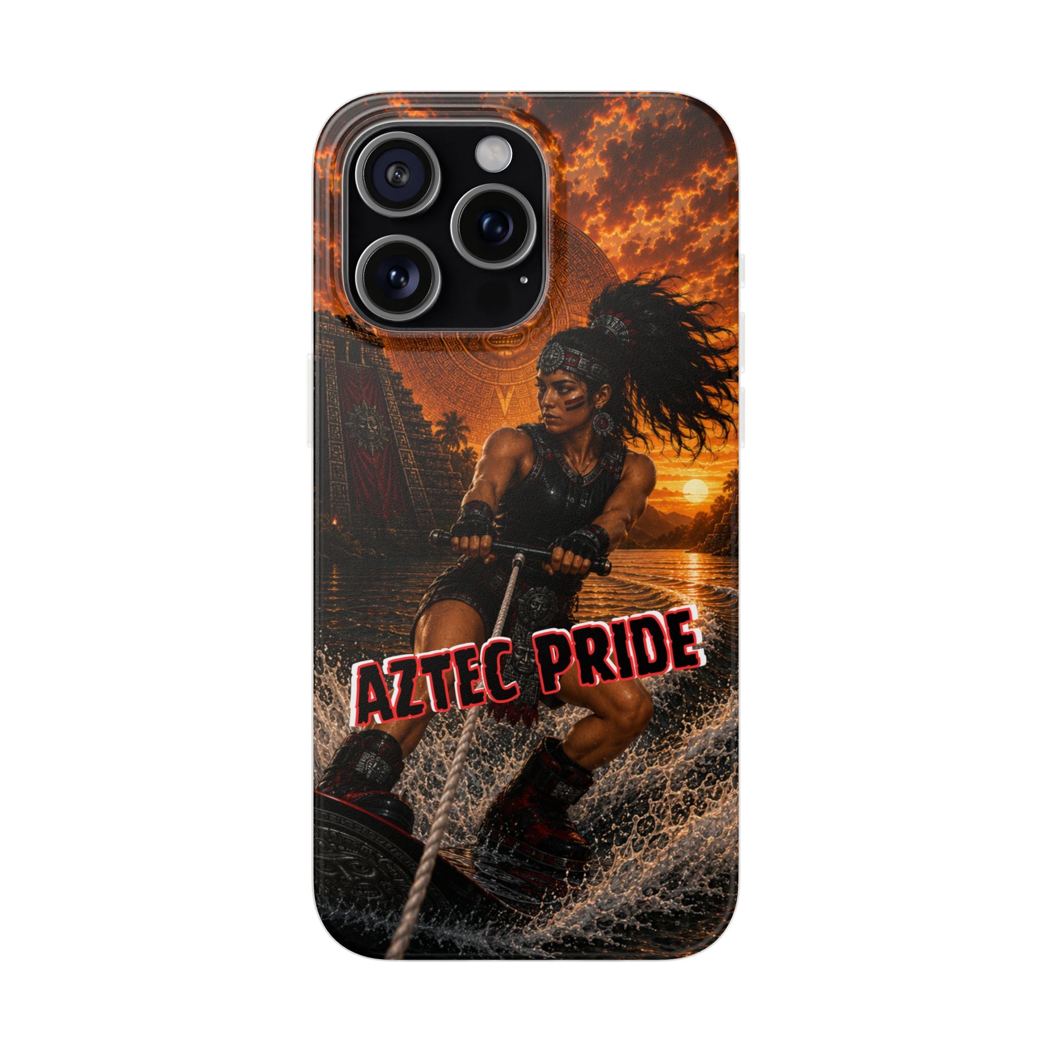 Aztec Wakeboard Female Warrior – Flexi Phone Case (iPhone & Samsung • Clear TPU • Made & Shipped in the USA • 🚚 FREE USA Shipping • Personalized Option)