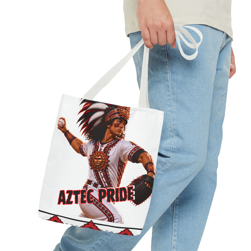 Aztec Baseball Warrior Tote Bag | Aztec-Inspired AI Art • Made & Shipped in the USA • 🚚 FREE USA Shipping • FREE Personalization