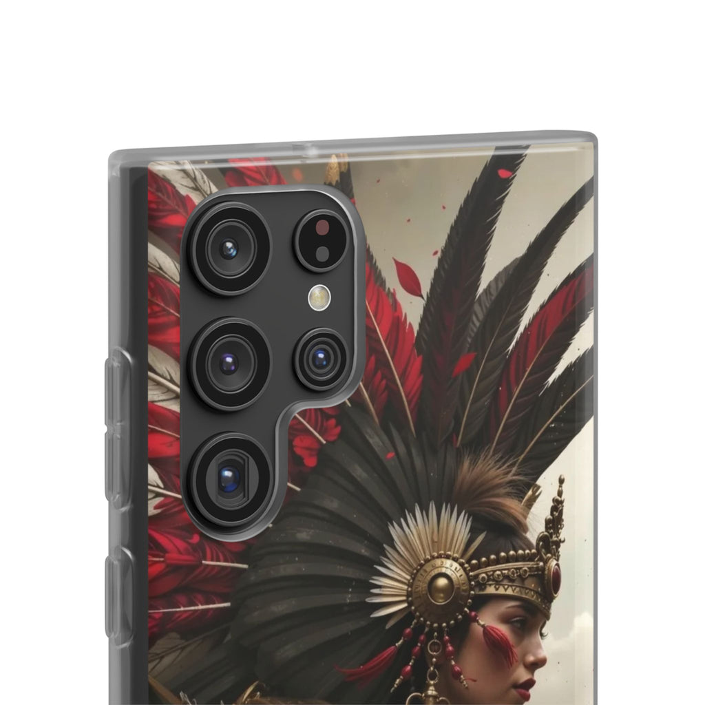 Aztec Warrior Queen – Flexi Phone Case (iPhone & Samsung • Clear TPU • Made in USA • Personalized Option)