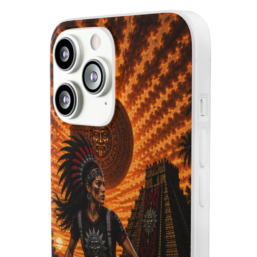 Aztec Soccer Female Warrior – Flexi Phone Case (iPhone & Samsung • Clear TPU • Made & Shipped in the USA • 🚚 FREE USA Shipping • Personalized Option)