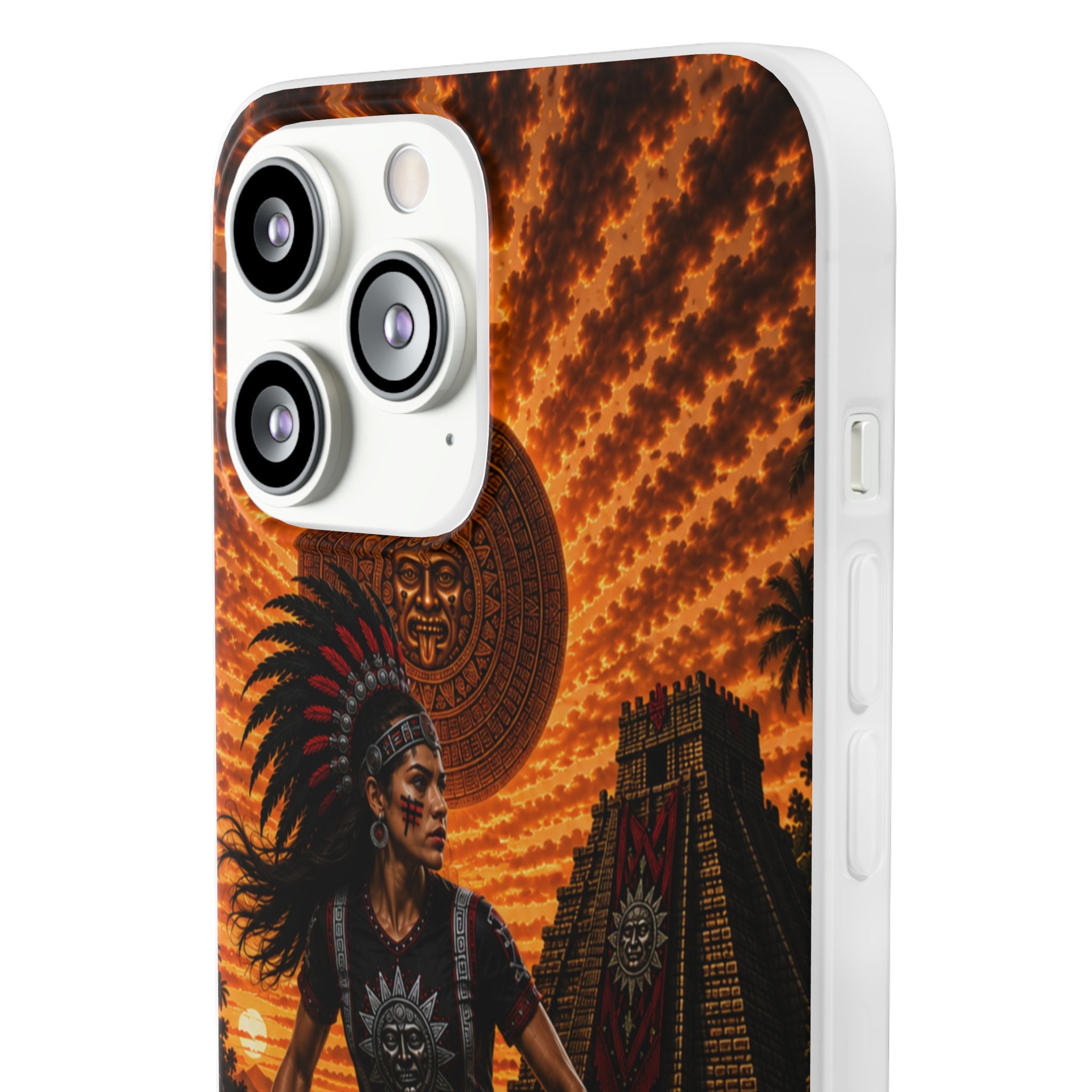 Aztec Soccer Female Warrior – Flexi Phone Case (iPhone & Samsung • Clear TPU • Made & Shipped in the USA • 🚚 FREE USA Shipping • Personalized Option)