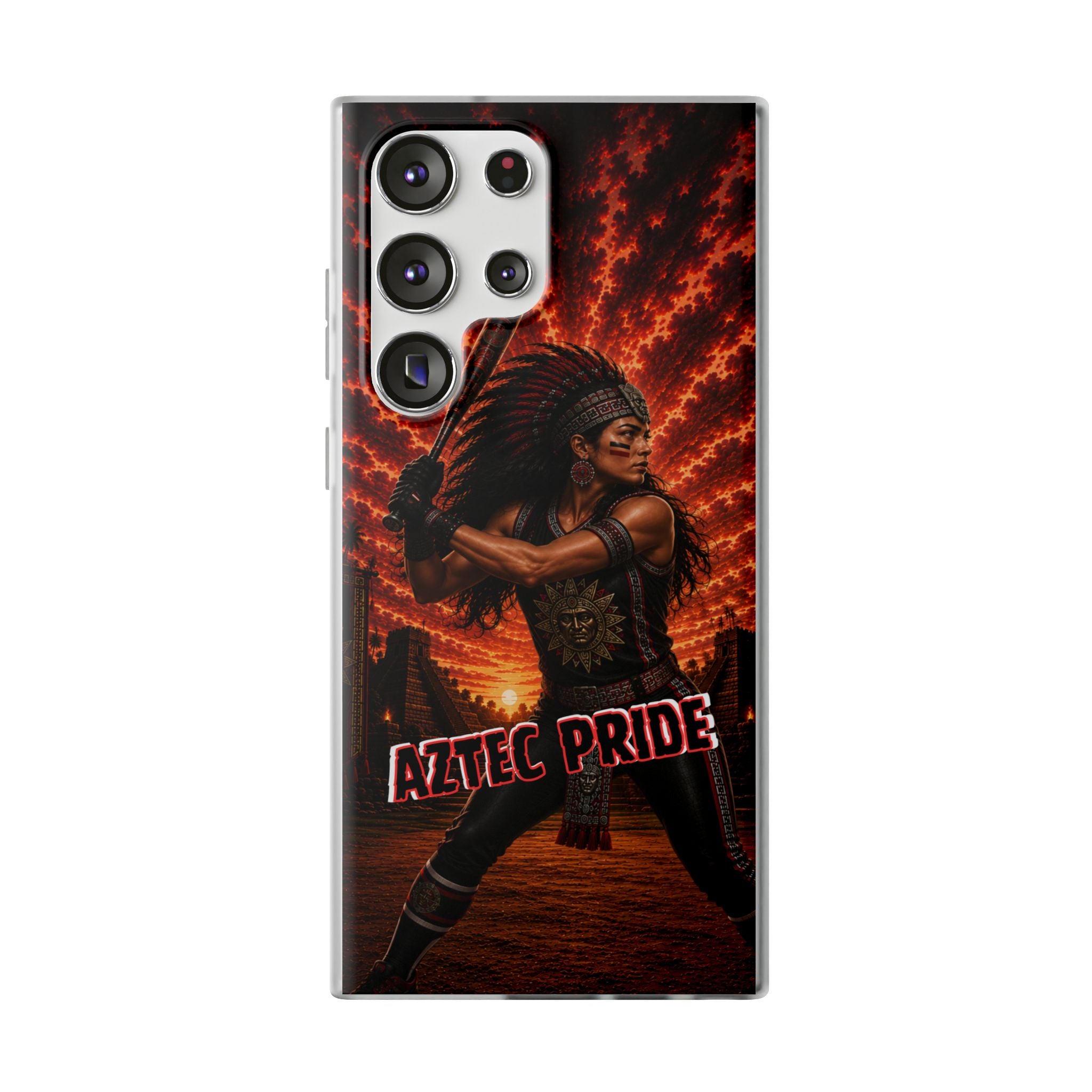 Aztec Softball Warrior – Flexi Phone Case (iPhone & Samsung • Clear TPU • Made & Shipped in the USA • 🚚 FREE USA Shipping • Personalized Option)
