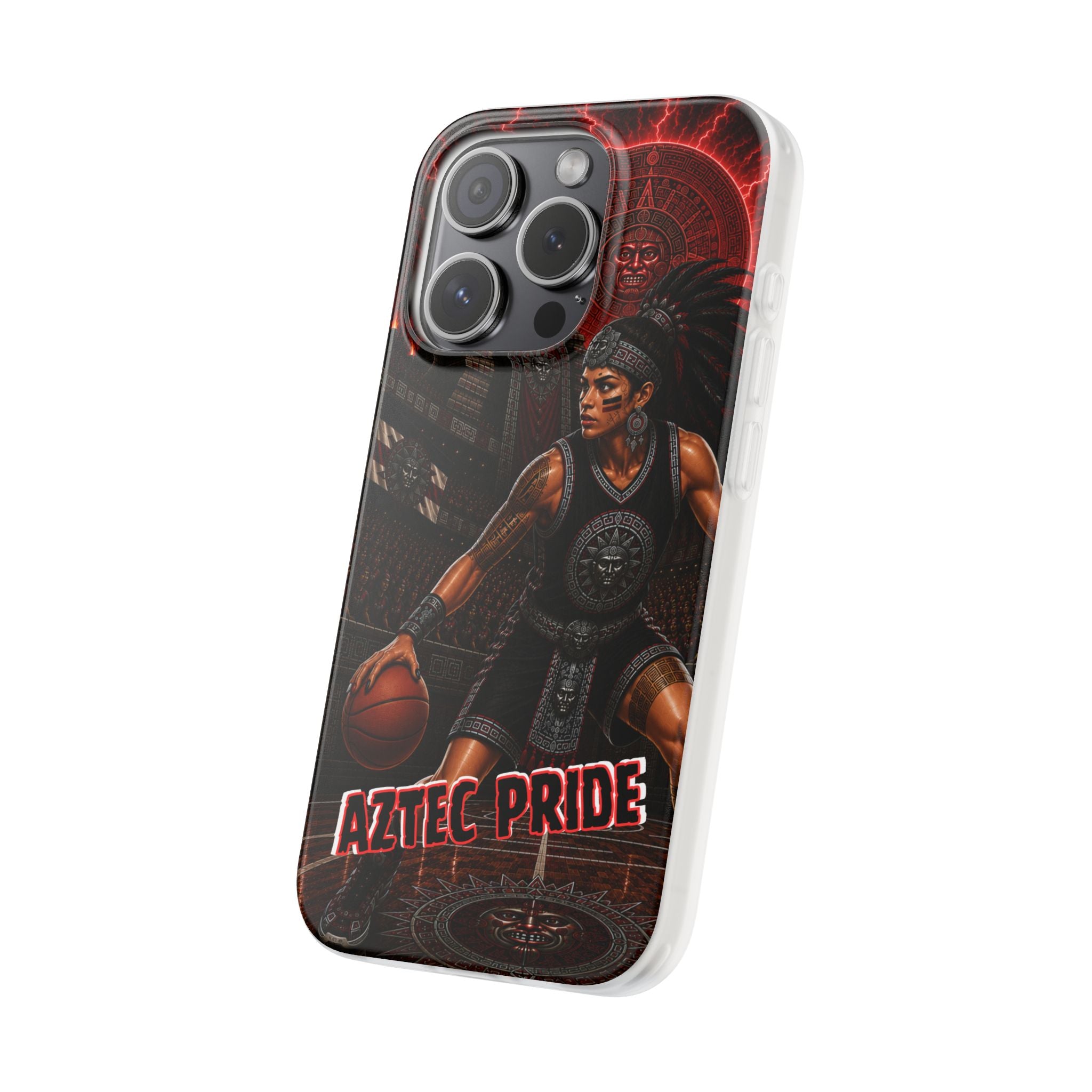 Aztec Basketball Female Warrior – Flexi Phone Case (iPhone & Samsung • Clear TPU • Made & Shipped in the USA • 🚚 FREE USA Shipping • Personalized Option)