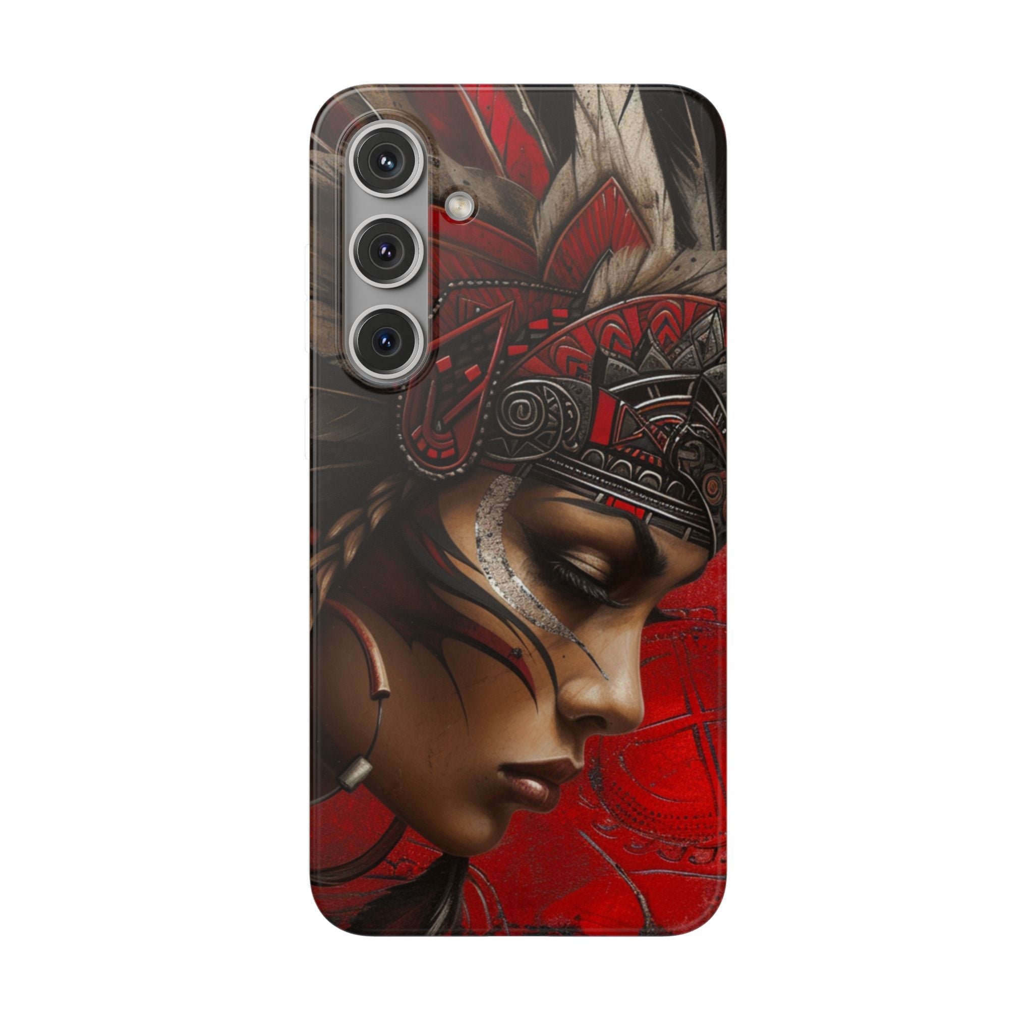 Aztec Sun Goddess – Flexi Phone Case (iPhone & Samsung • Clear TPU • Made in USA • Personalized Option)