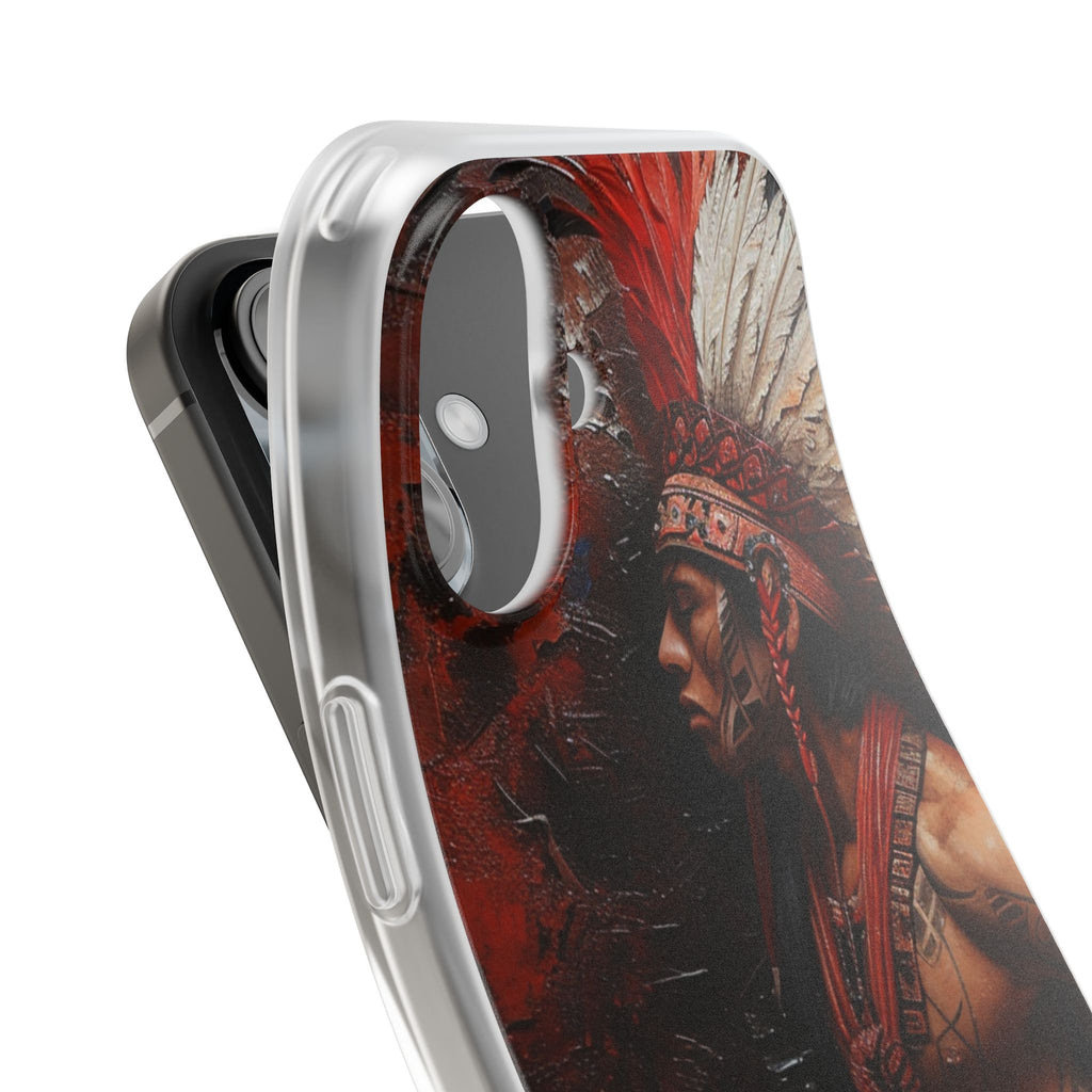 Aztec Noble Warrior – Flexi Phone Case (iPhone & Samsung • Clear TPU • Made in USA • Personalized Option)