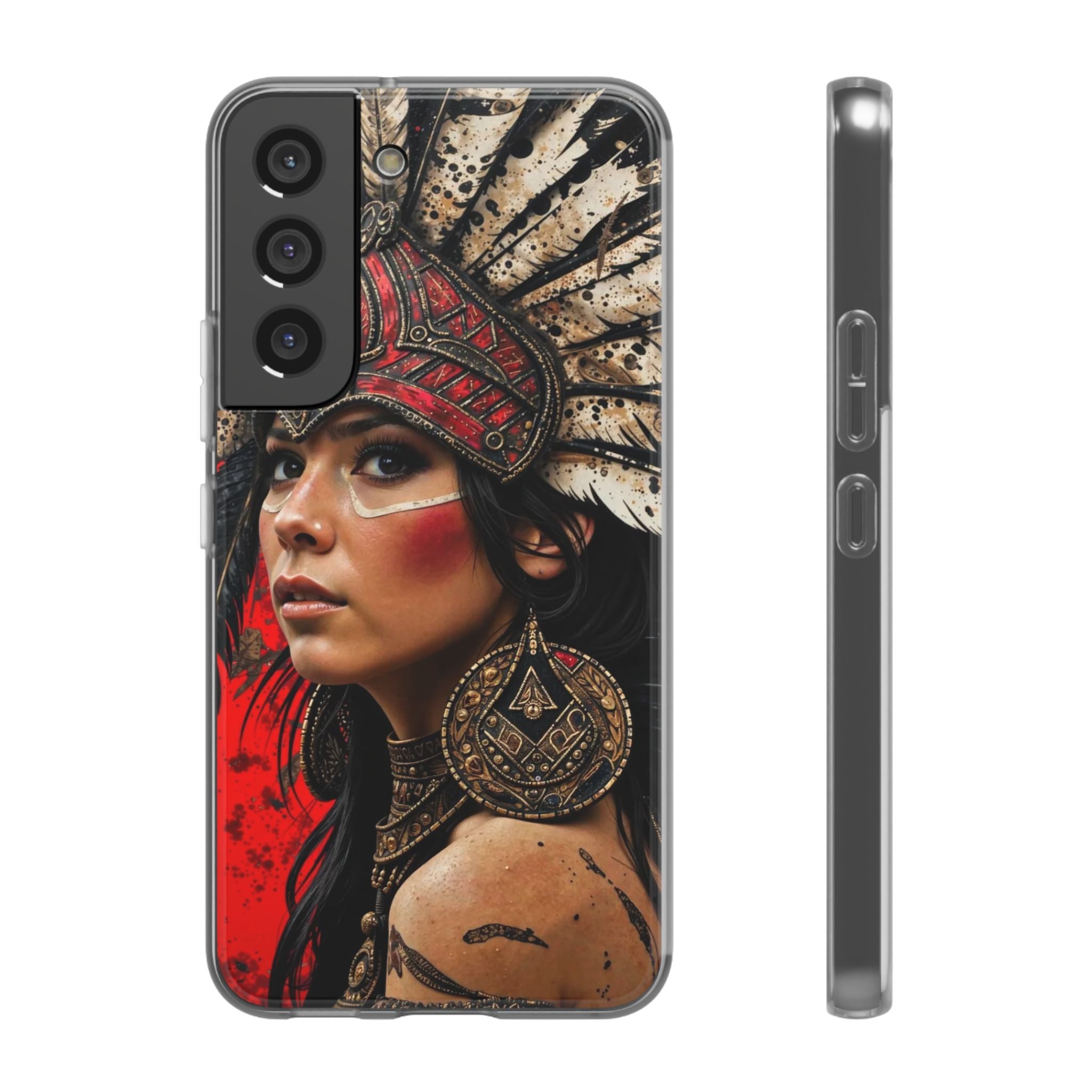 Aztec Moon Goddess – Flexi Phone Case (iPhone & Samsung • Clear TPU • Made in USA • Personalized Option)