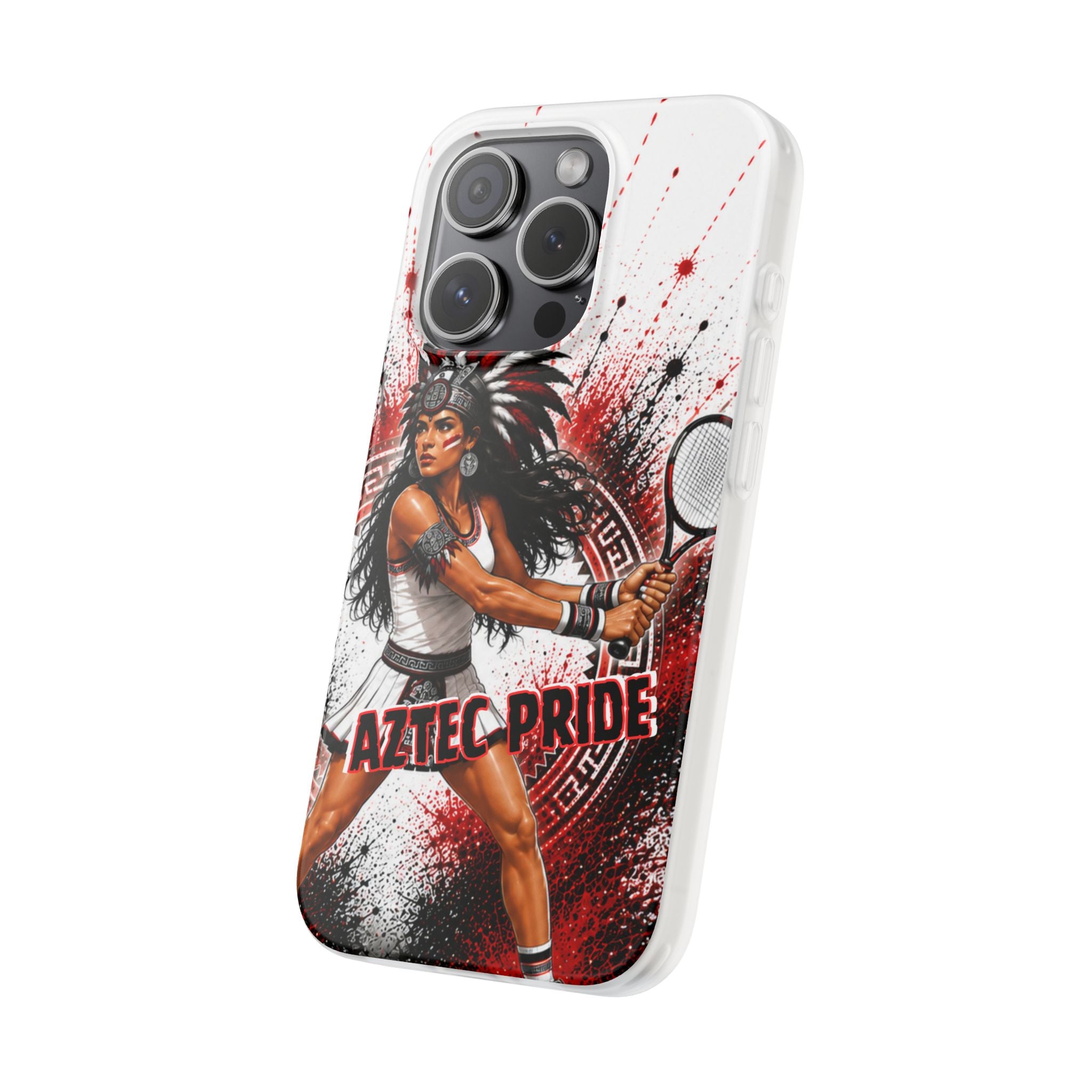 Aztec Tennis Female Warrior – Flexi Phone Case (iPhone & Samsung • Clear TPU • Made & Shipped in the USA • 🚚 FREE USA Shipping • Personalized Option)