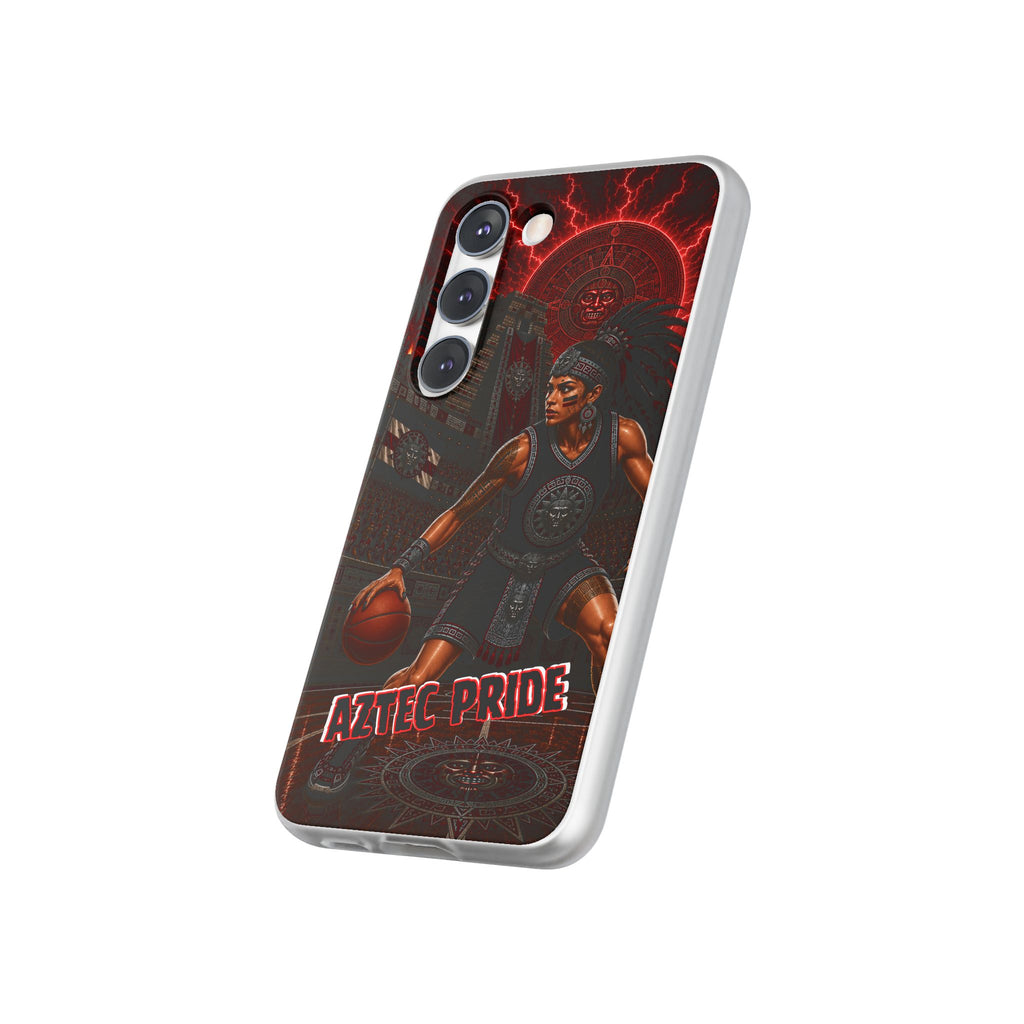 Aztec Basketball Female Warrior – Flexi Phone Case (iPhone & Samsung • Clear TPU • Made & Shipped in the USA • 🚚 FREE USA Shipping • Personalized Option)