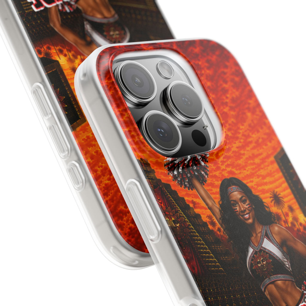 Aztec Cheerleader Warrior – Flexi Phone Case (iPhone & Samsung • Clear TPU • Made & Shipped in the USA • 🚚 FREE USA Shipping • Personalized Option)