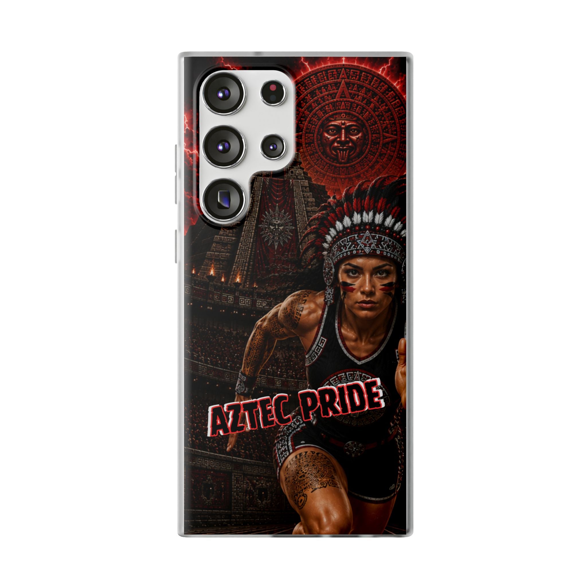 Aztec Track & Field Female Warrior – Flexi Phone Case (iPhone & Samsung • Clear TPU • Made & Shipped in the USA • 🚚 FREE USA Shipping • Personalized Option)