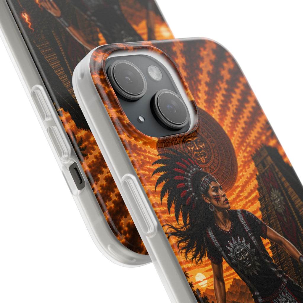 Aztec Soccer Female Warrior – Flexi Phone Case (iPhone & Samsung • Clear TPU • Made & Shipped in the USA • 🚚 FREE USA Shipping • Personalized Option)