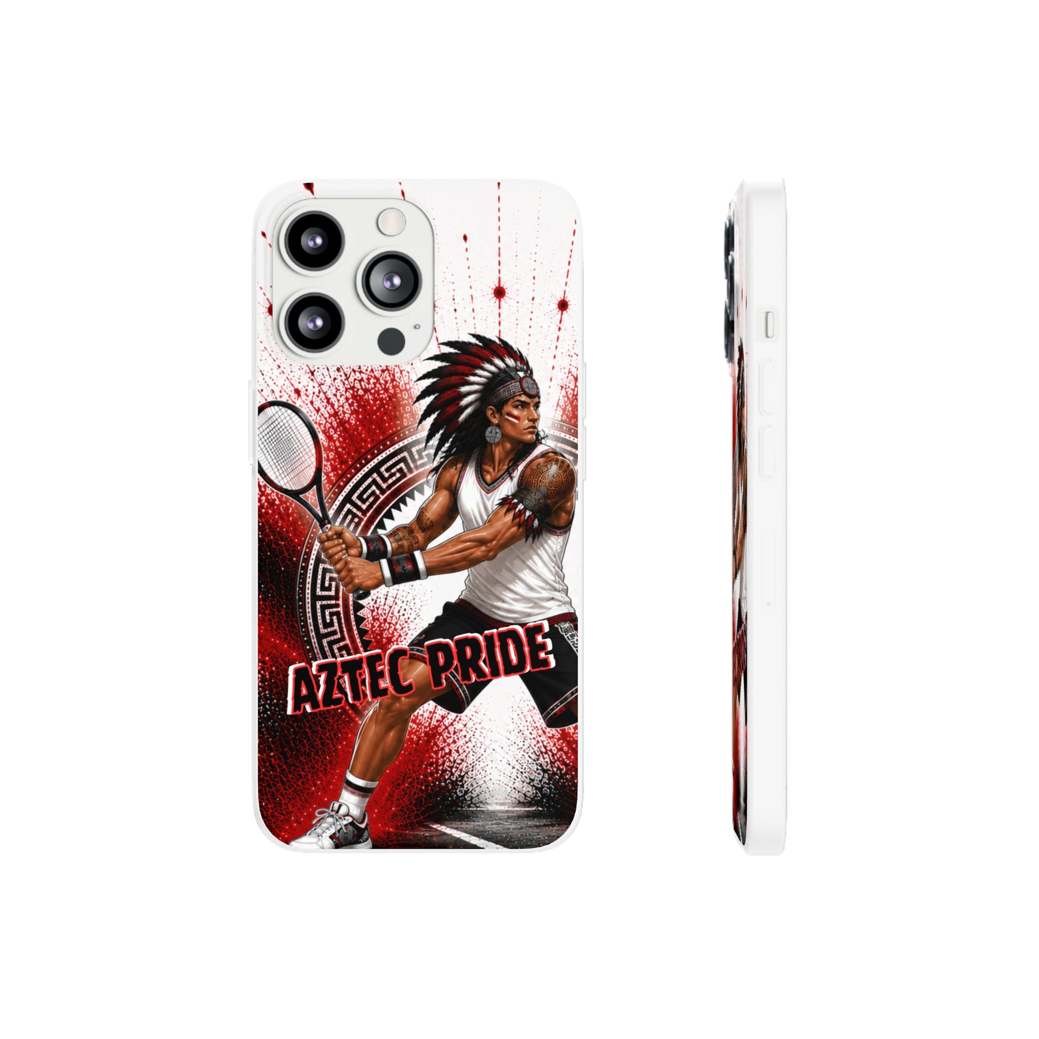 Aztec Tennis Male Warrior – Flexi Phone Case (iPhone & Samsung • Clear TPU • Made & Shipped in the USA • 🚚 FREE USA Shipping • Personalized Option)