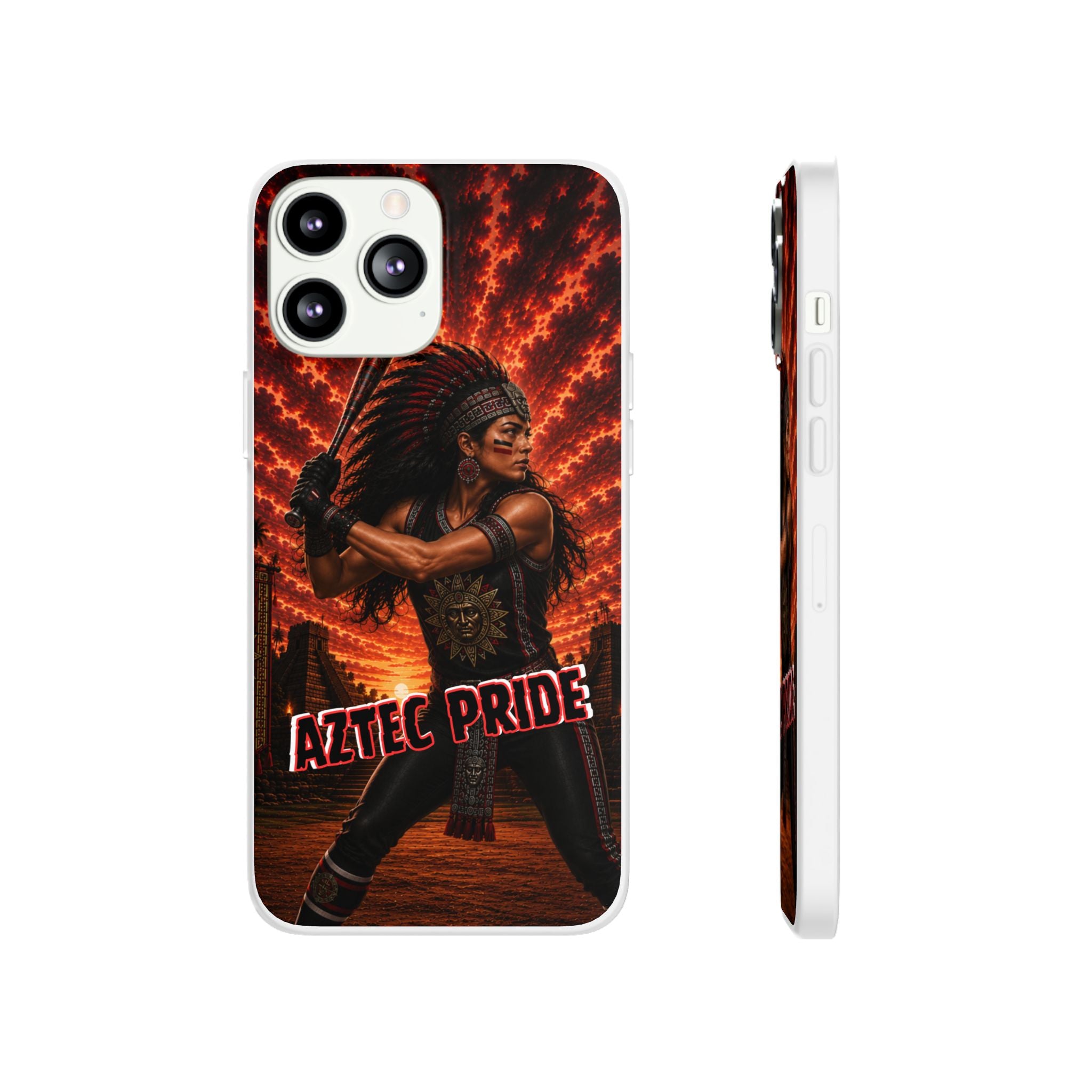 Aztec Softball Warrior – Flexi Phone Case (iPhone & Samsung • Clear TPU • Made & Shipped in the USA • 🚚 FREE USA Shipping • Personalized Option)
