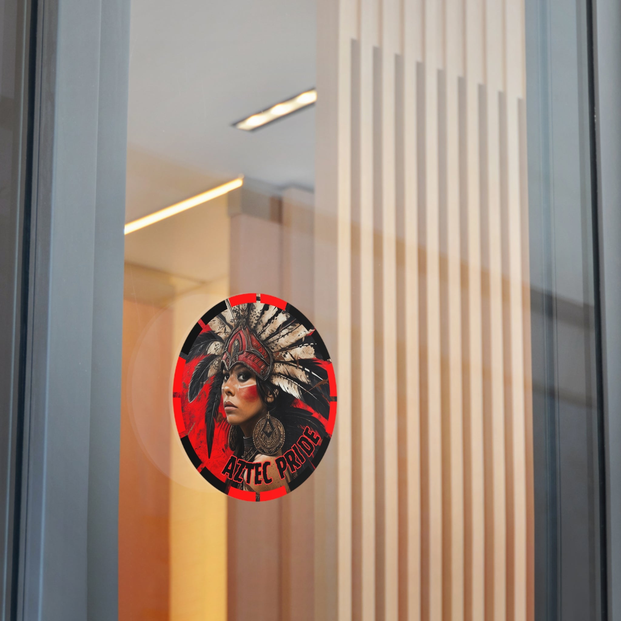 Aztec Moon Goddess Round Vinyl Sticker – Waterproof Matte Decal (2”–6”)