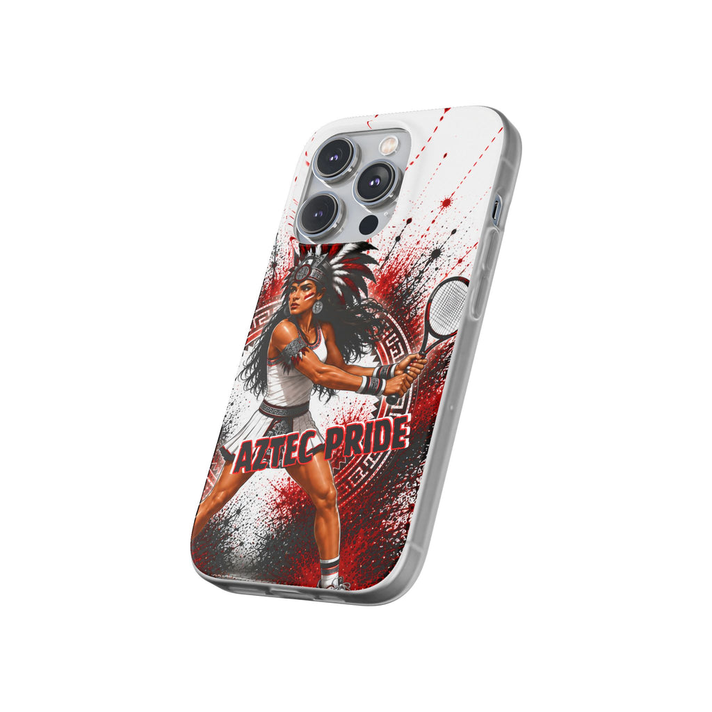Aztec Tennis Female Warrior – Flexi Phone Case (iPhone & Samsung • Clear TPU • Made & Shipped in the USA • 🚚 FREE USA Shipping • Personalized Option)