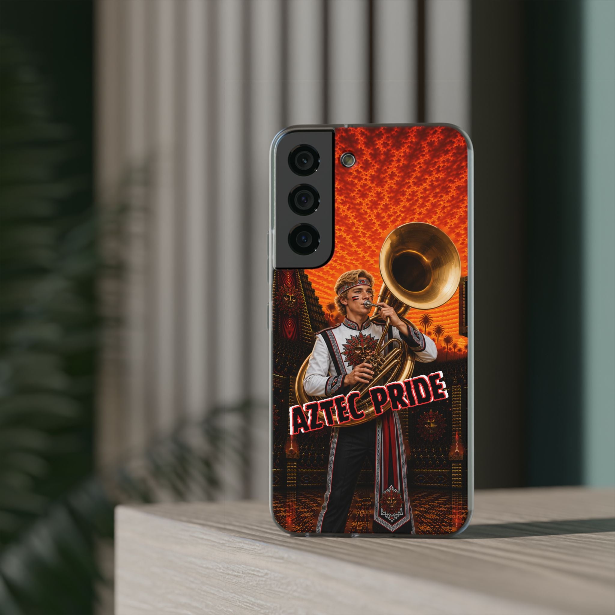 Aztec Band Warrior – Flexi Phone Case (iPhone & Samsung • Clear TPU • Made & Shipped in the USA • 🚚 FREE USA Shipping • Personalized Option)