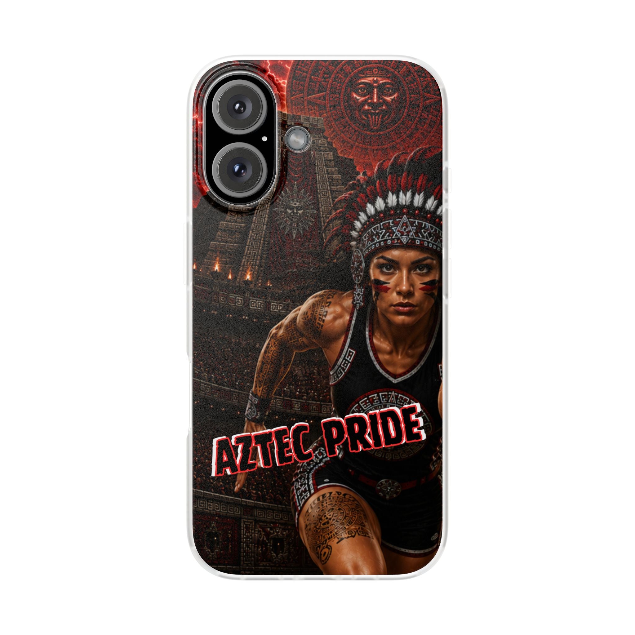 Aztec Track & Field Female Warrior – Flexi Phone Case (iPhone & Samsung • Clear TPU • Made & Shipped in the USA • 🚚 FREE USA Shipping • Personalized Option)