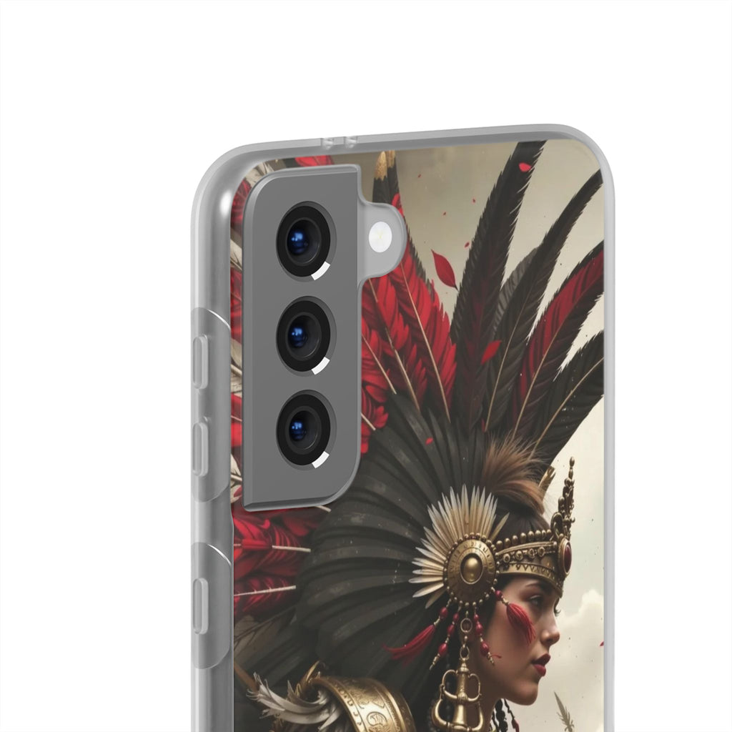 Aztec Warrior Queen – Flexi Phone Case (iPhone & Samsung • Clear TPU • Made in USA • Personalized Option)