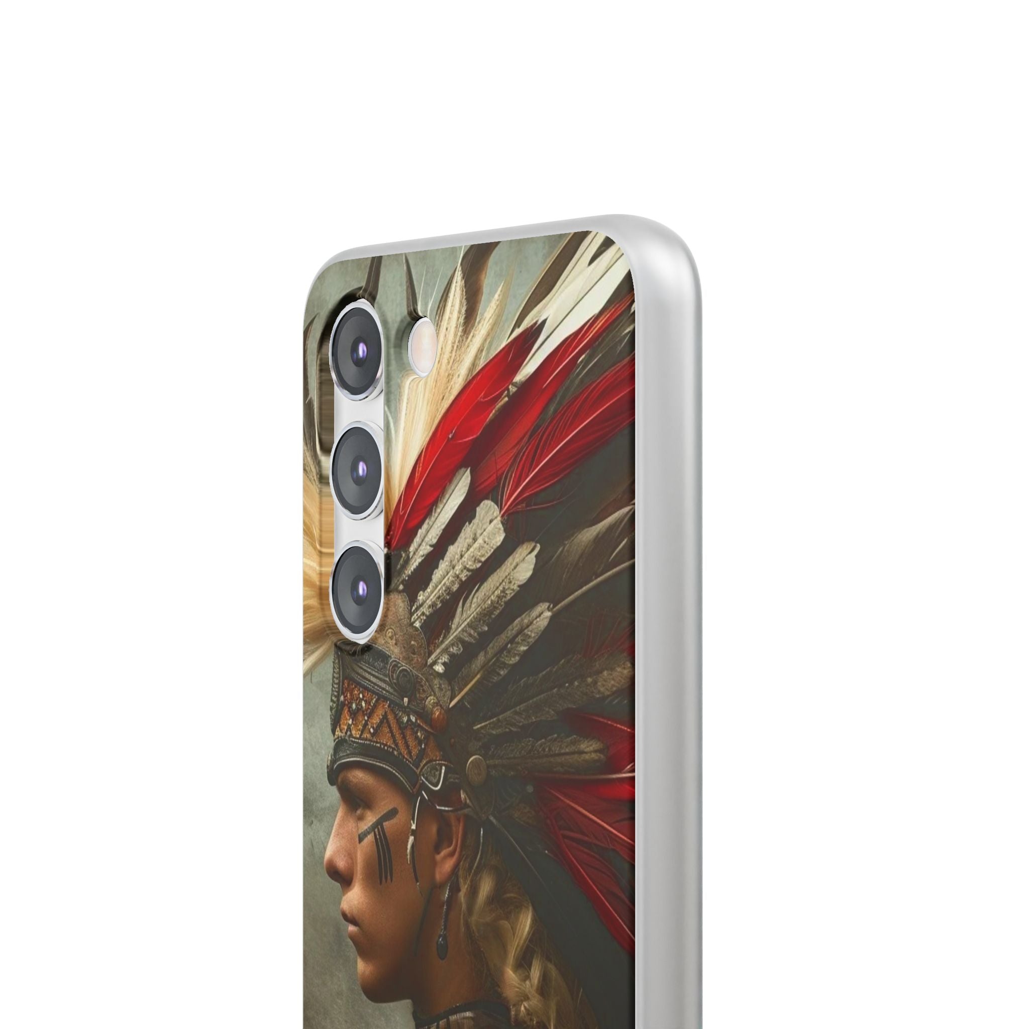 Aztec Storm Warrior – Flexi Phone Case (iPhone & Samsung • Clear TPU • Made in USA • Personalized Option)