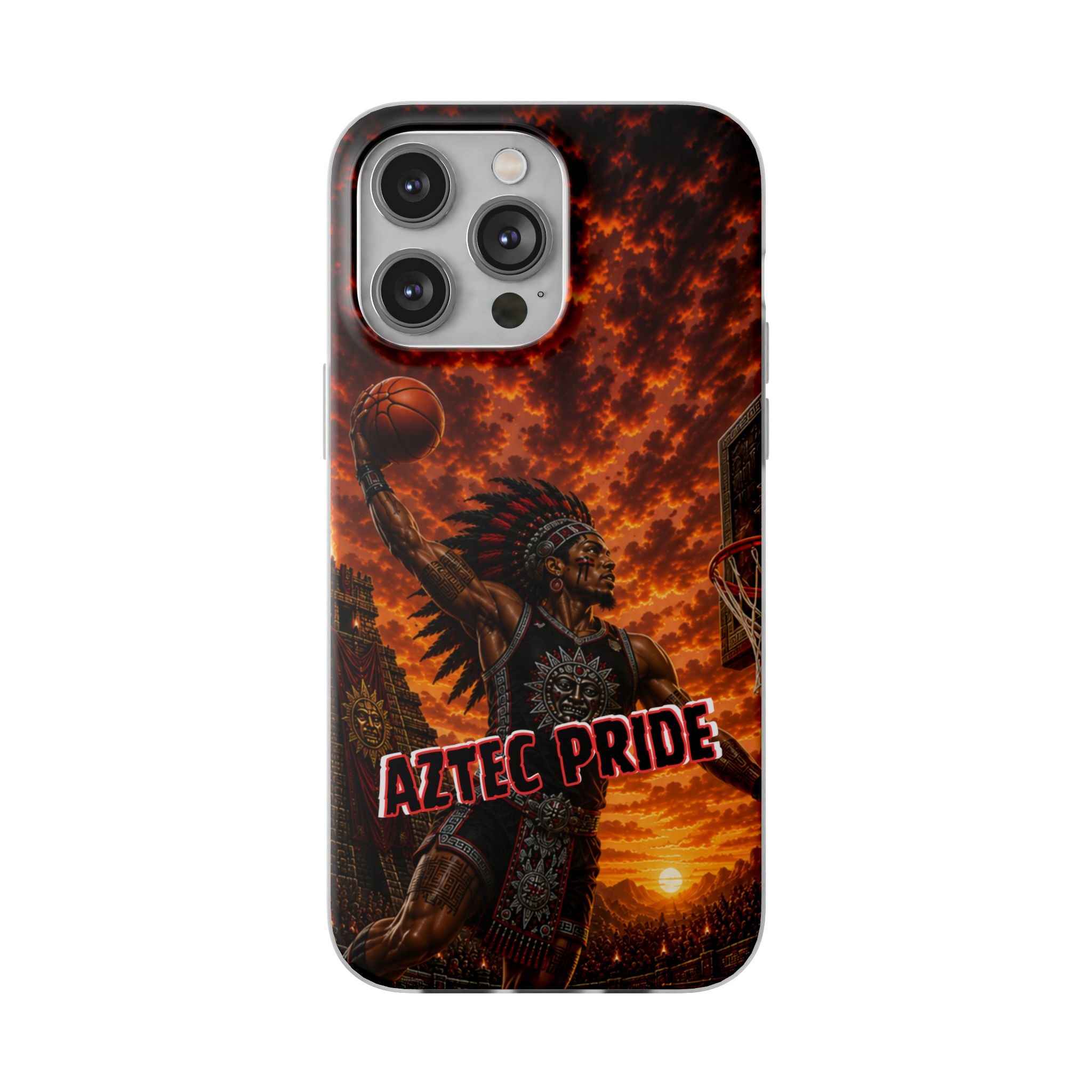 Aztec Basketball Male Warrior – Flexi Phone Case (iPhone & Samsung • Clear TPU • Made & Shipped in the USA • 🚚 FREE USA Shipping • Personalized Option)