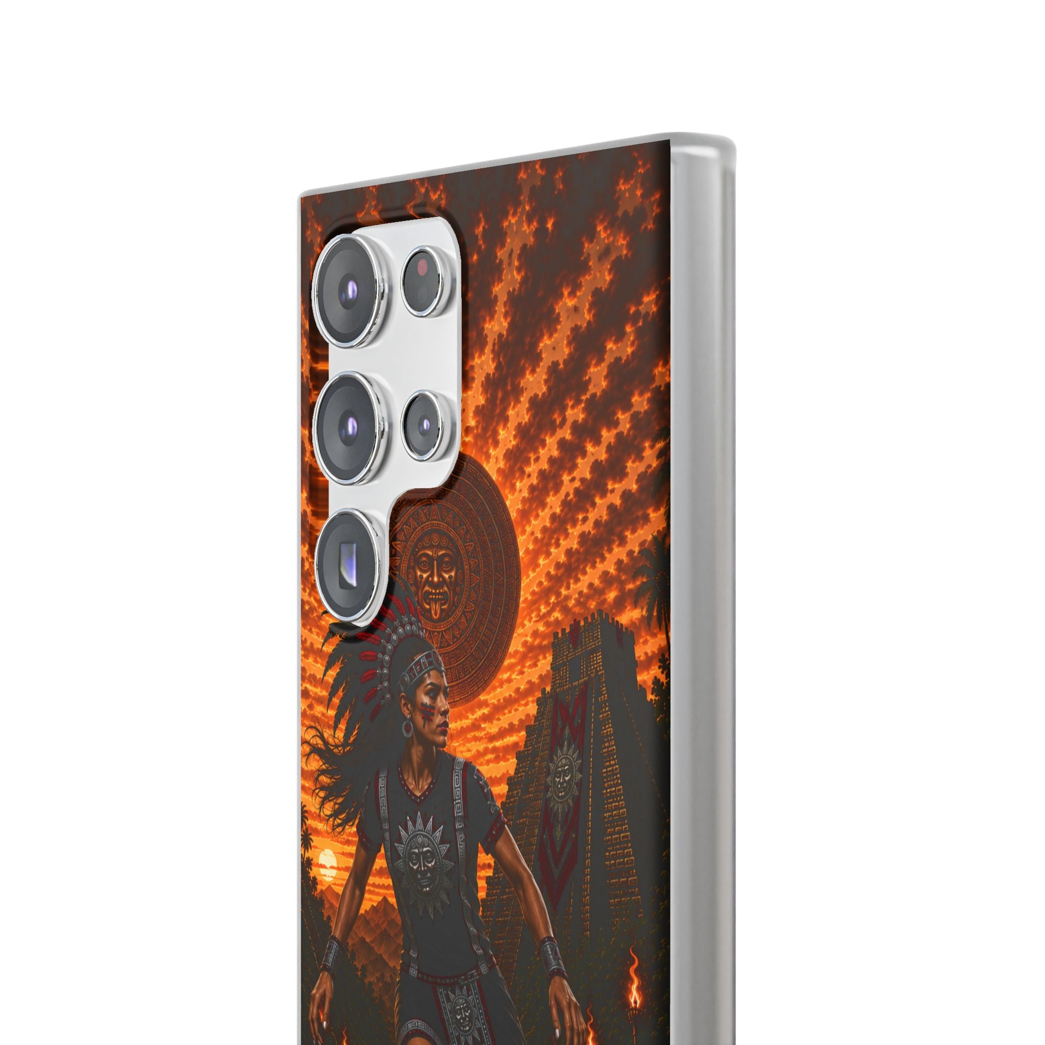 Aztec Soccer Female Warrior – Flexi Phone Case (iPhone & Samsung • Clear TPU • Made & Shipped in the USA • 🚚 FREE USA Shipping • Personalized Option)