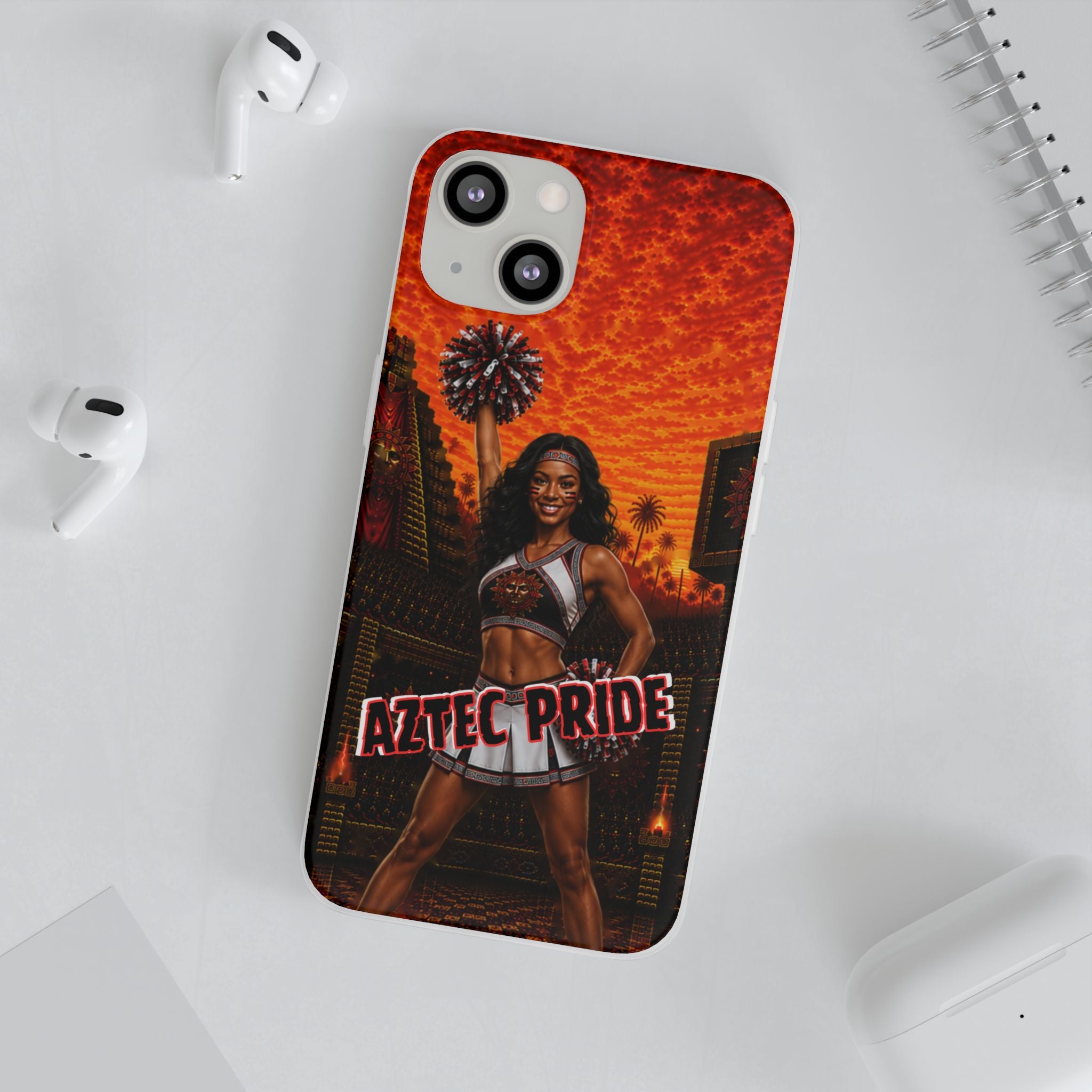 Aztec Cheerleader Warrior – Flexi Phone Case (iPhone & Samsung • Clear TPU • Made & Shipped in the USA • 🚚 FREE USA Shipping • Personalized Option)